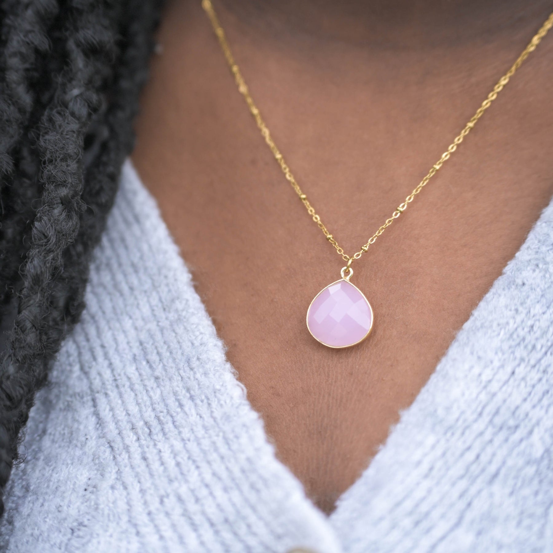 Collier "Némésis" en Quartz rose