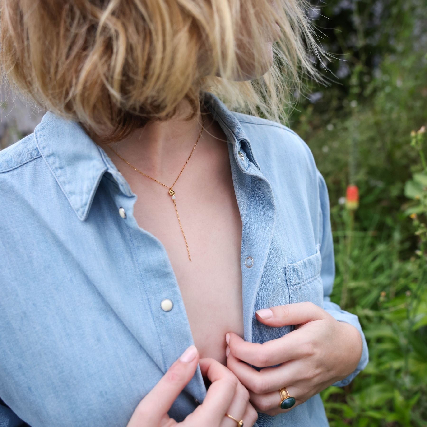 Collier long en Agate blanche