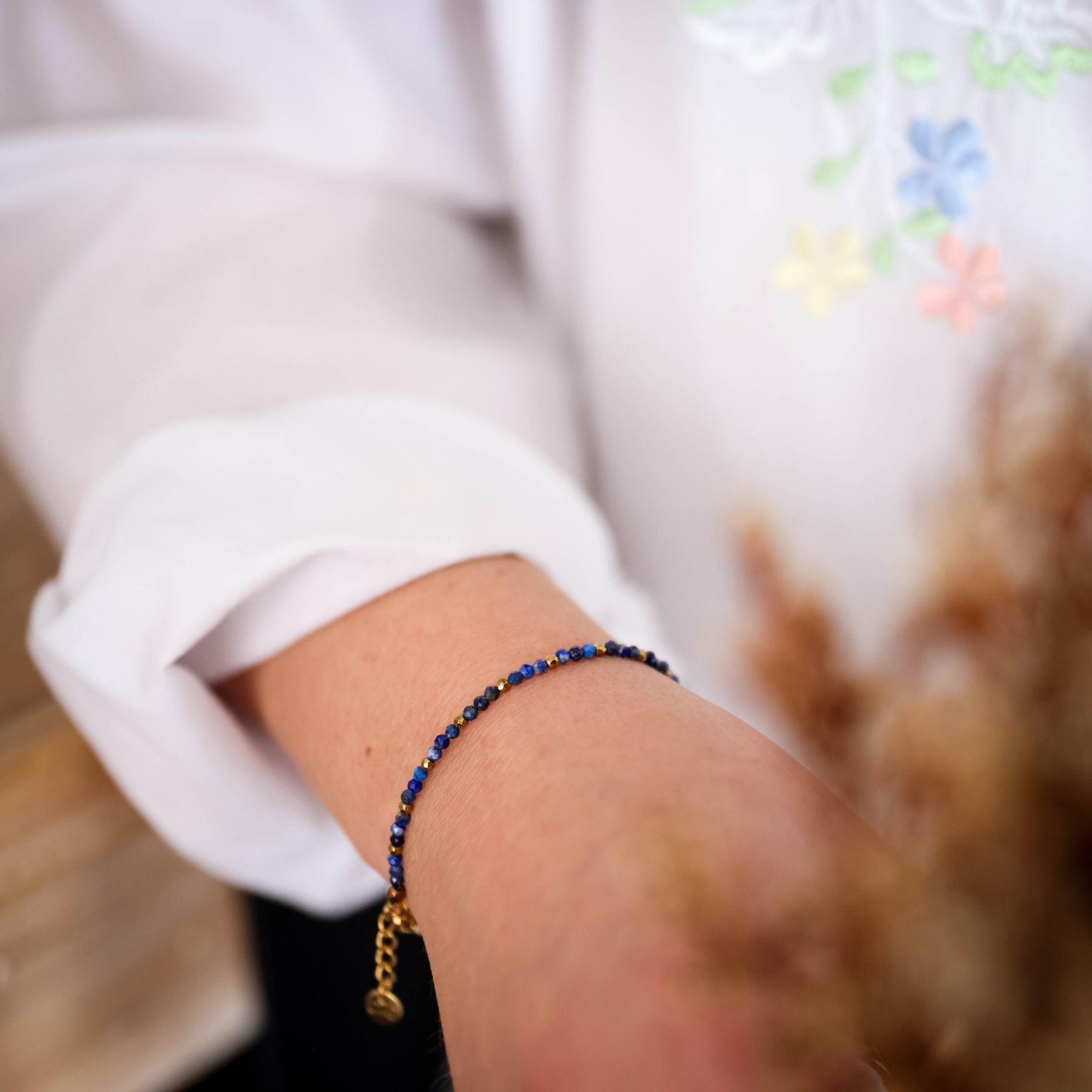 Bracelet fin en Lapis lazuli et Hématite