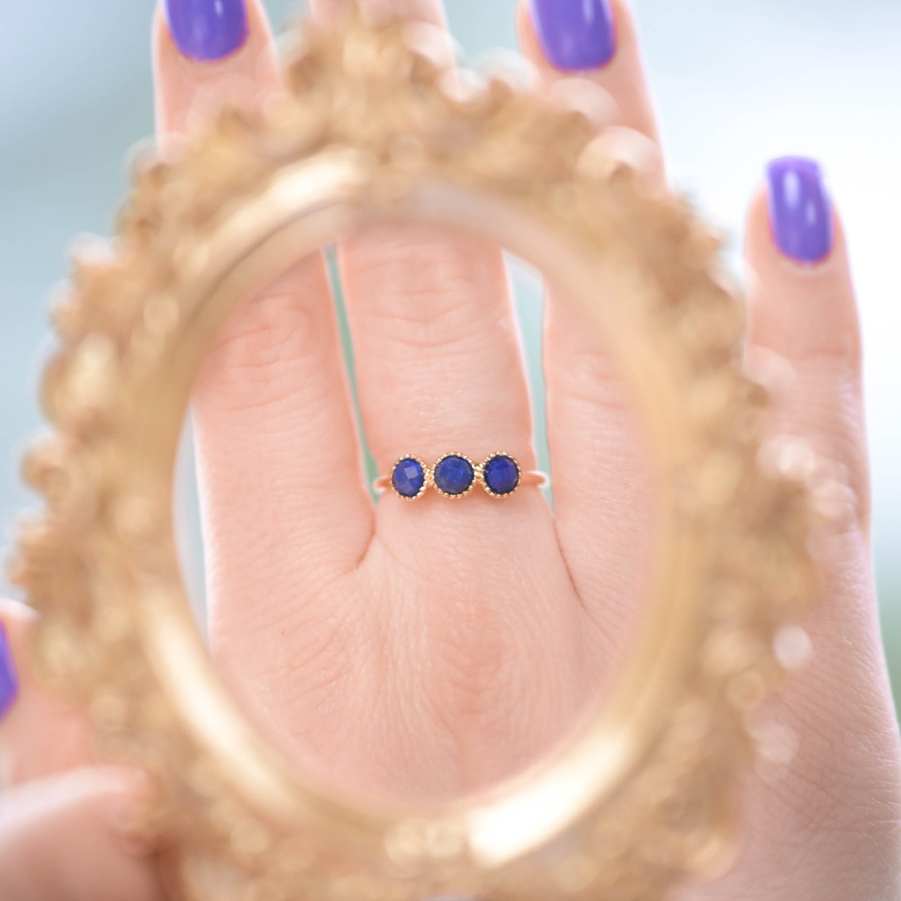 Bague "Trio" en Lapis-lazuli