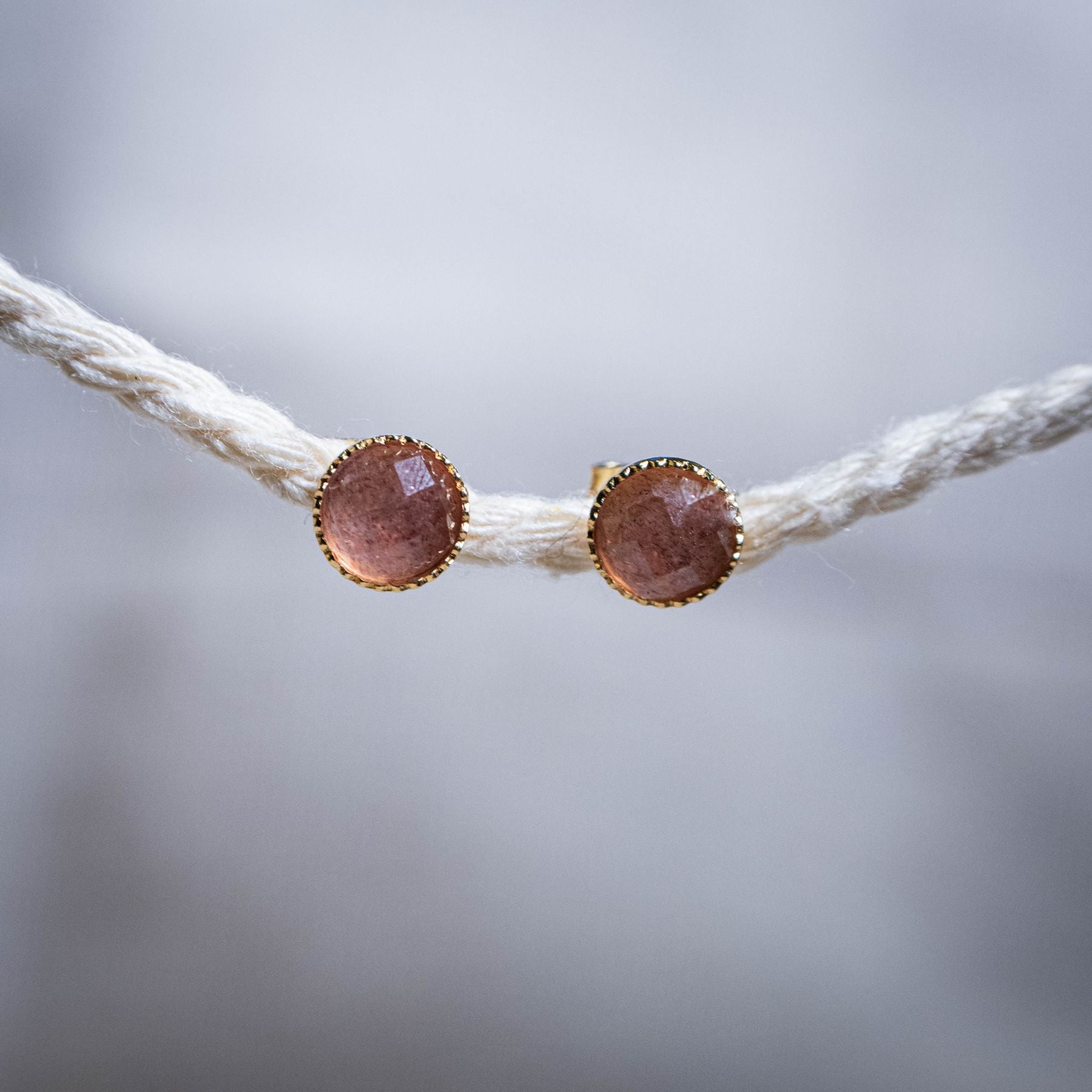 Boucles d'oreilles en Quartz fraise