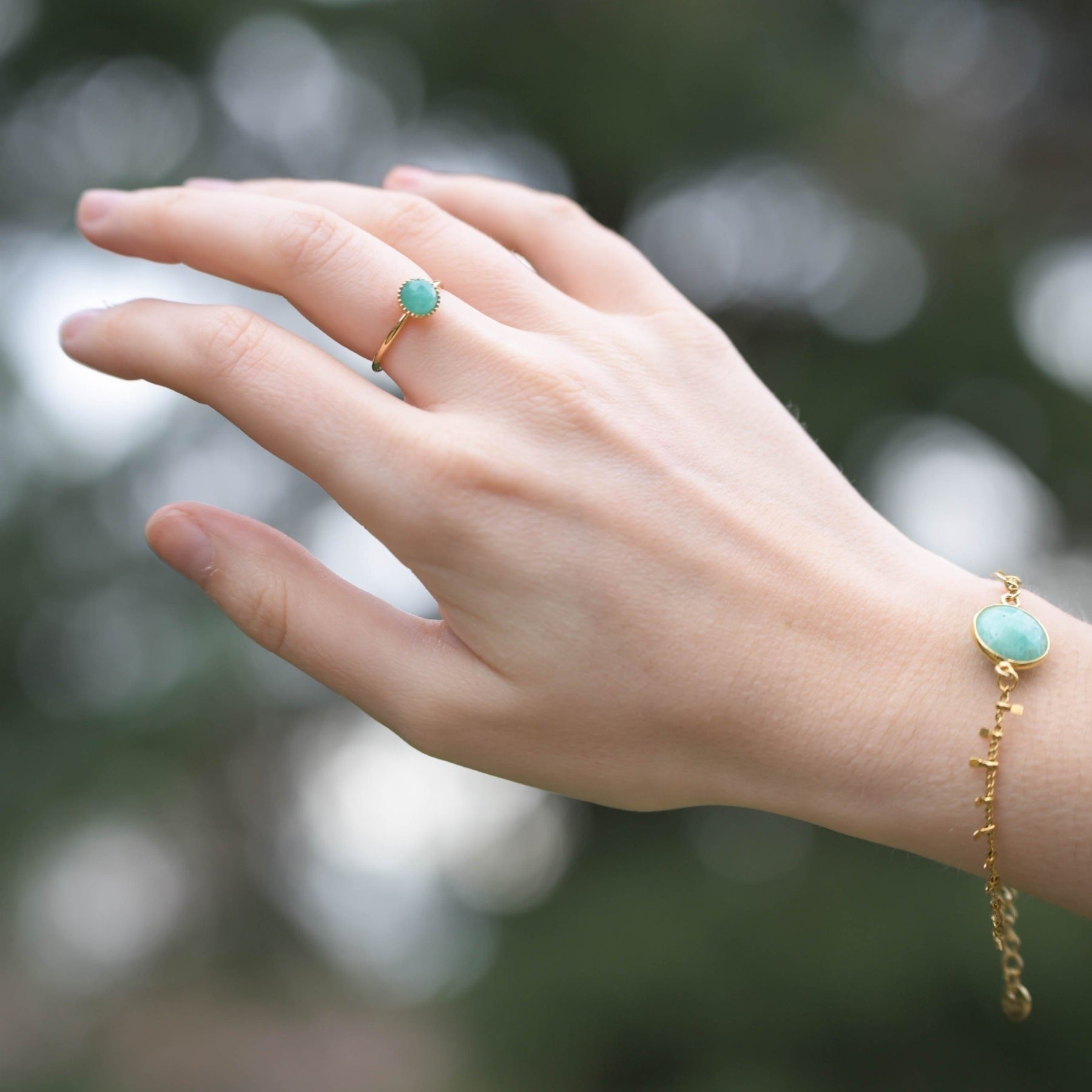 Bague "Nérée" en Amazonite