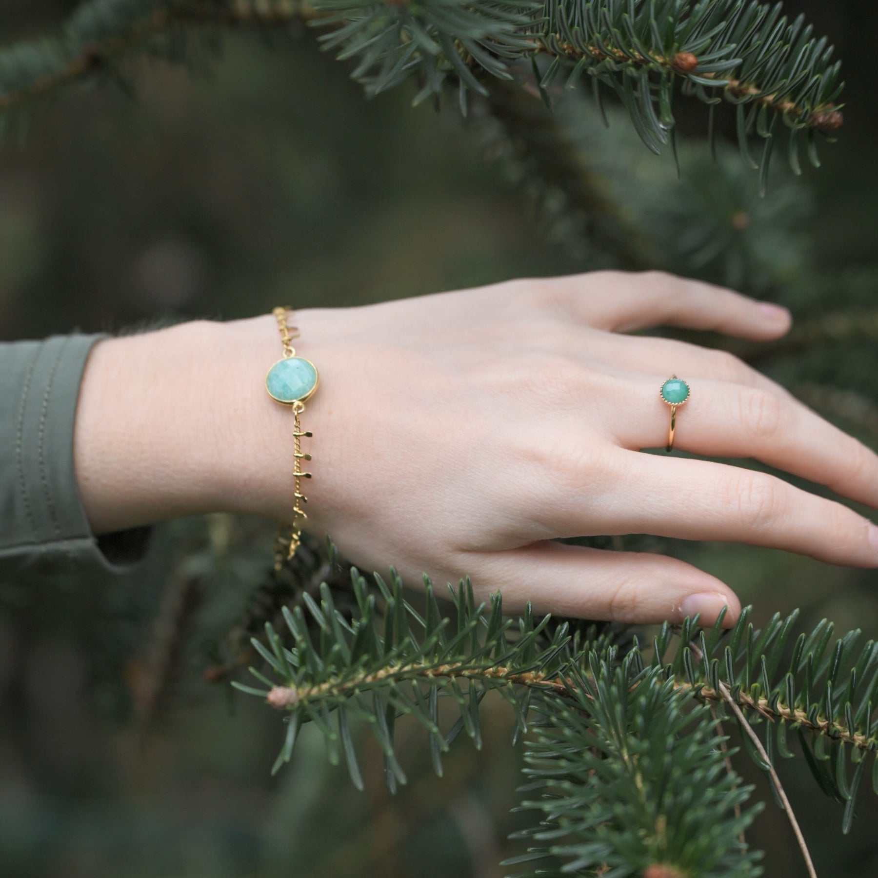 Bague "Nérée" en Amazonite