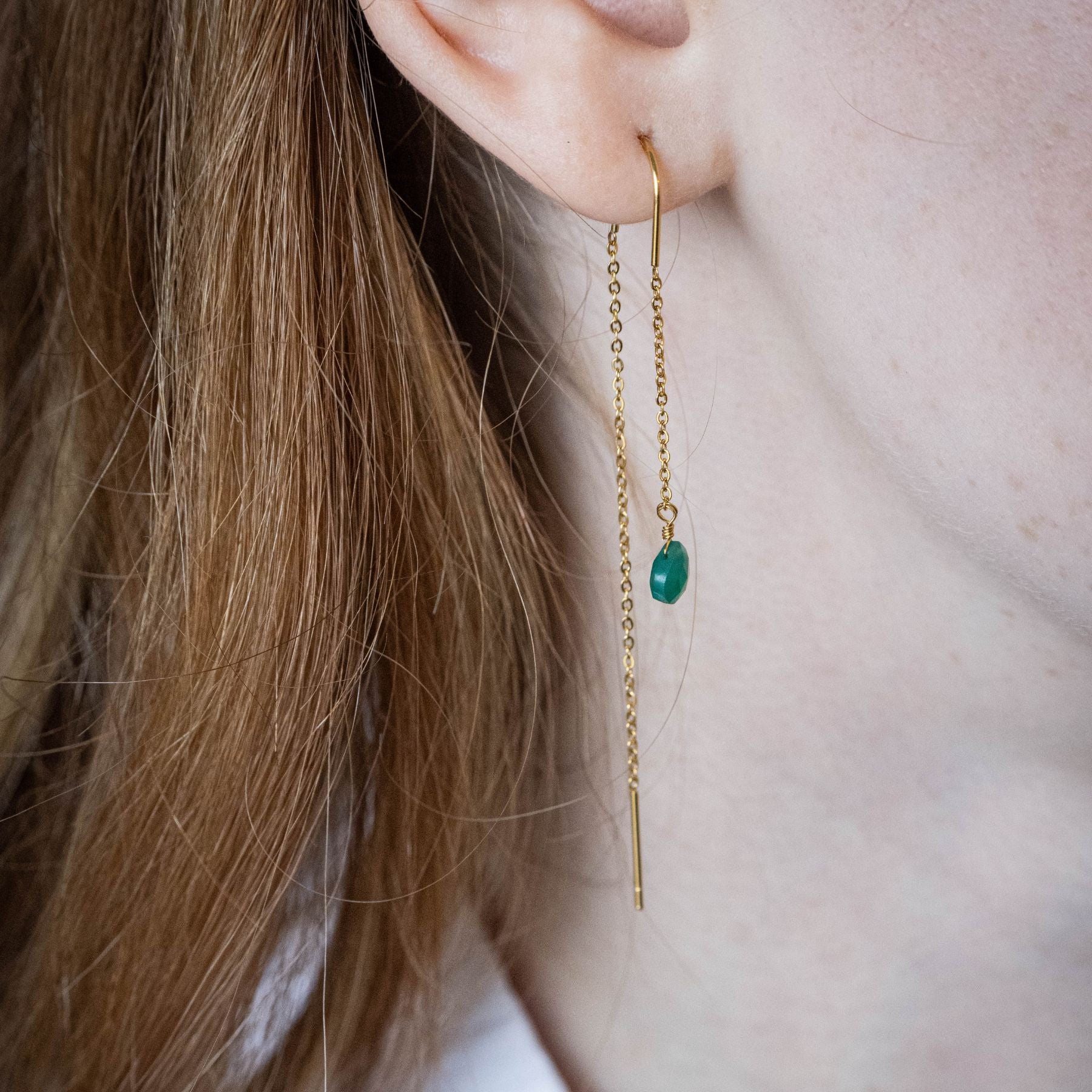 Boucles d'oreilles pendantes en Agate verte