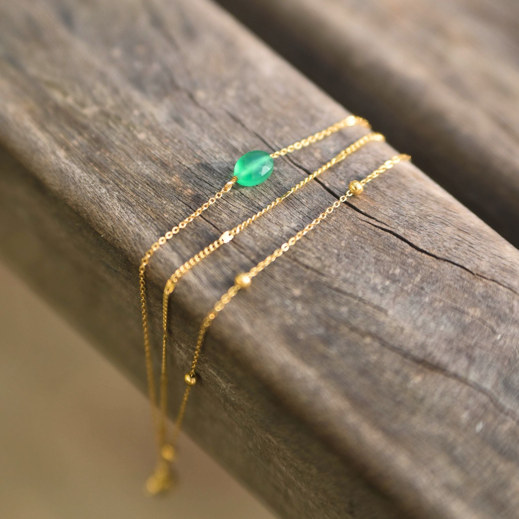 Bracelet "Trinité" en Agate verte