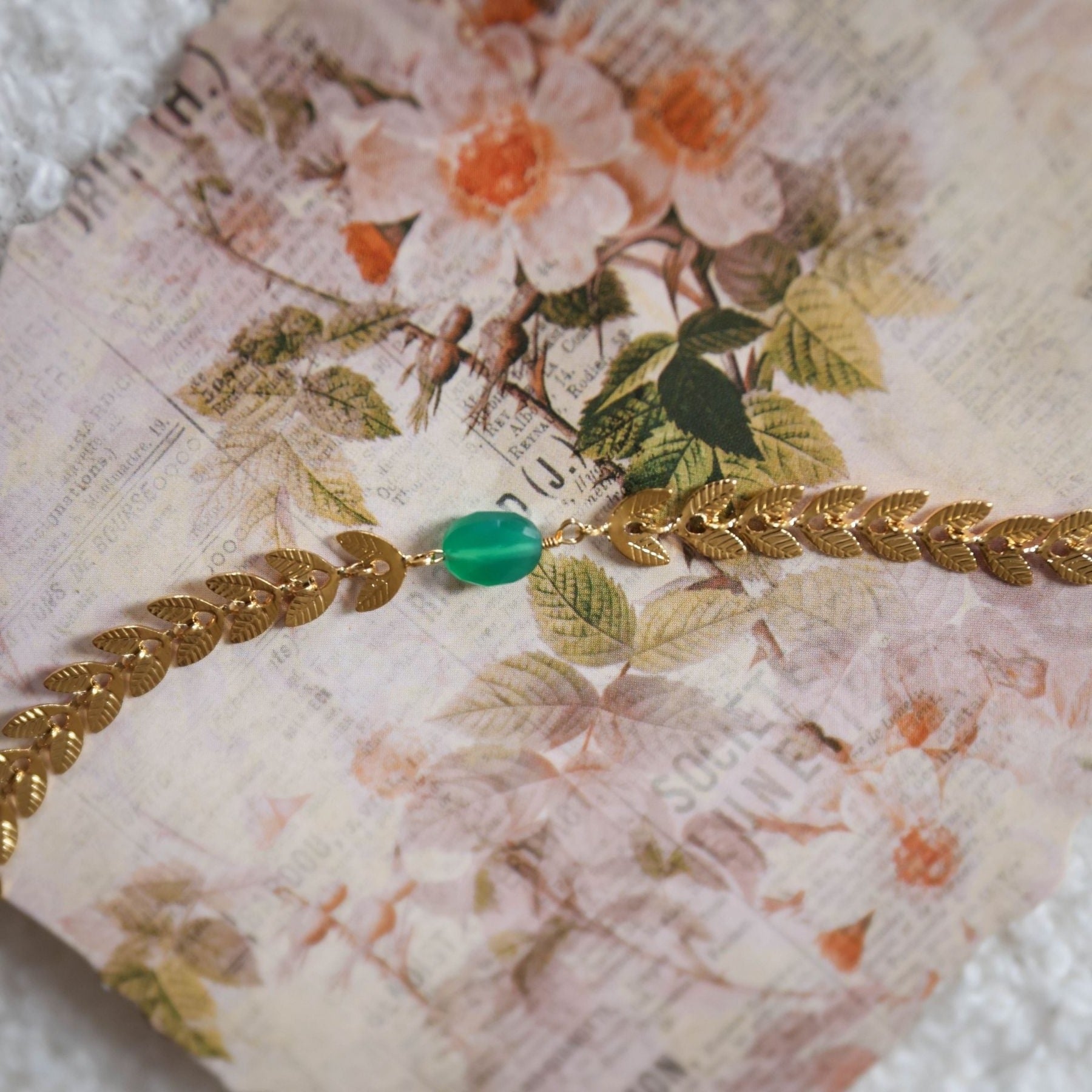 Bracelet "Laurier" en Agate verte