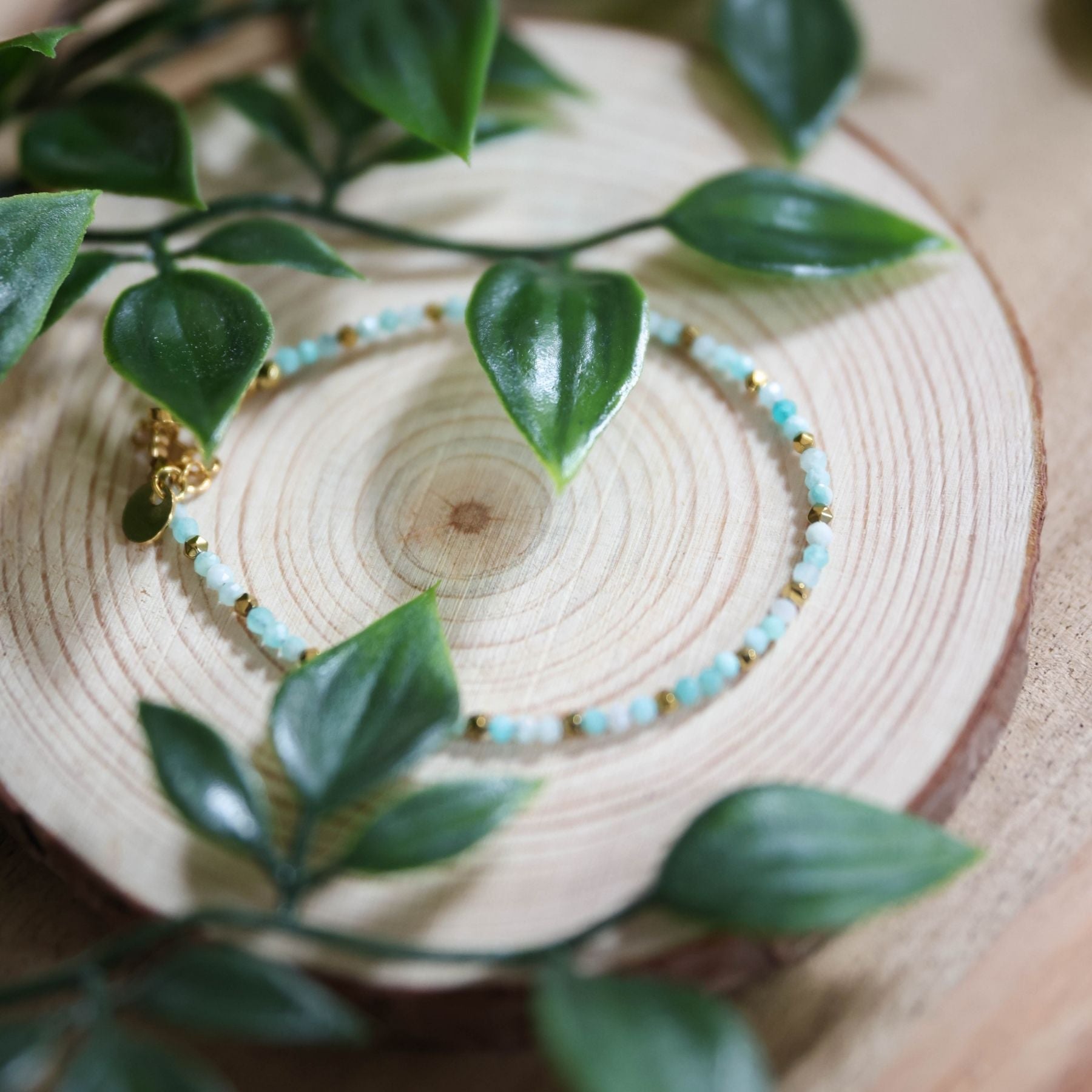 Bracelet fin en Amazonite et Hématite