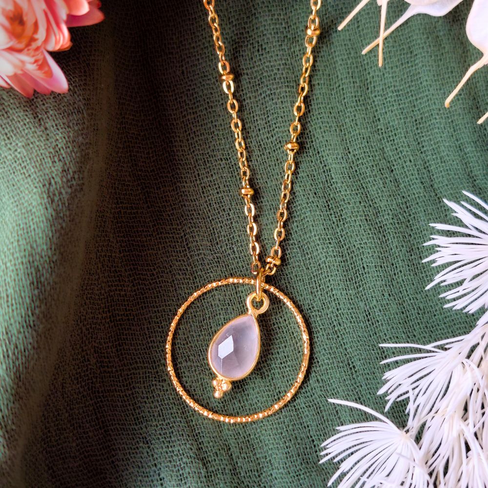 Collier "Acionna" en Quartz rose