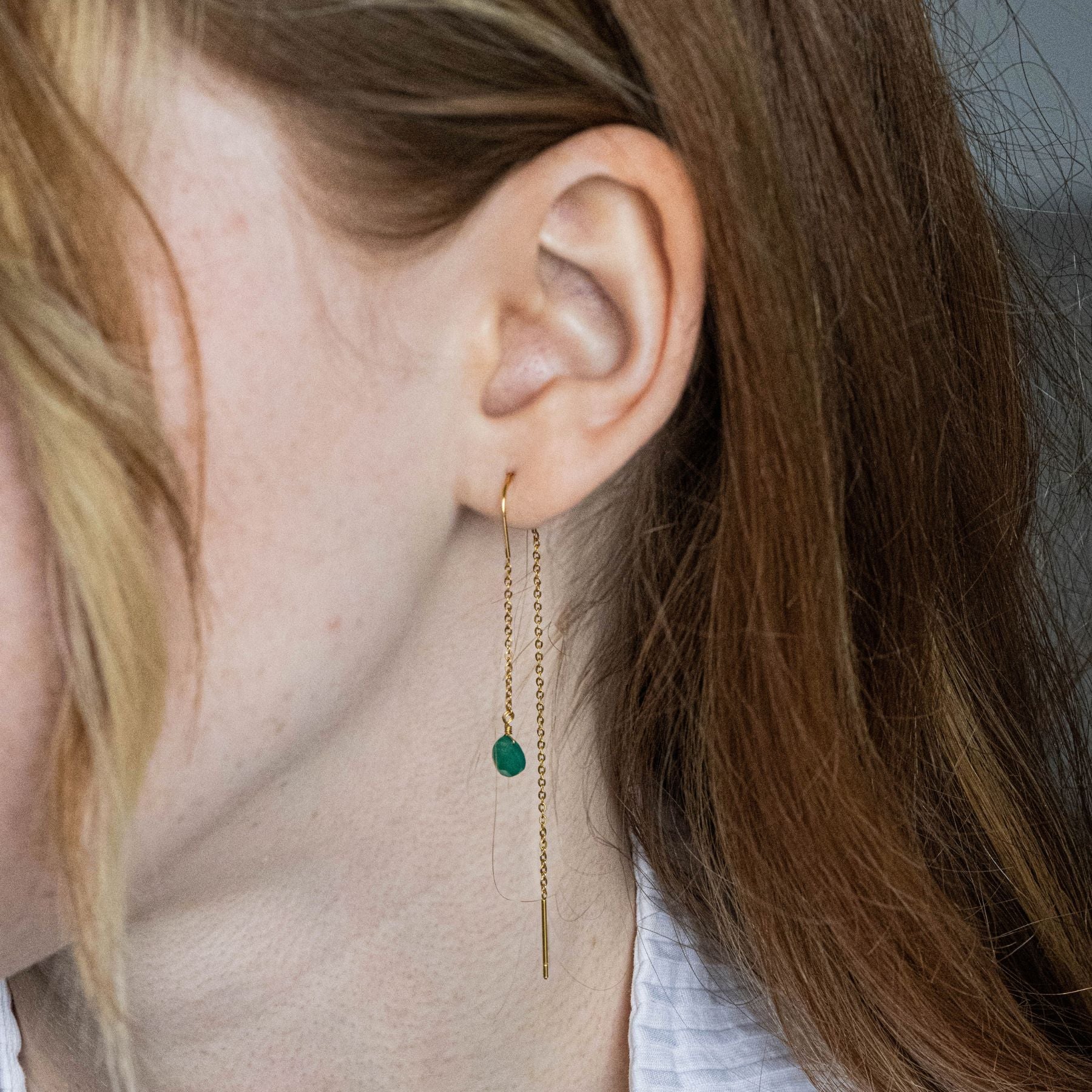 Boucles d'oreilles pendantes en Agate verte