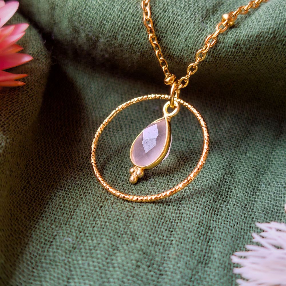 Collier "Acionna" en Quartz rose