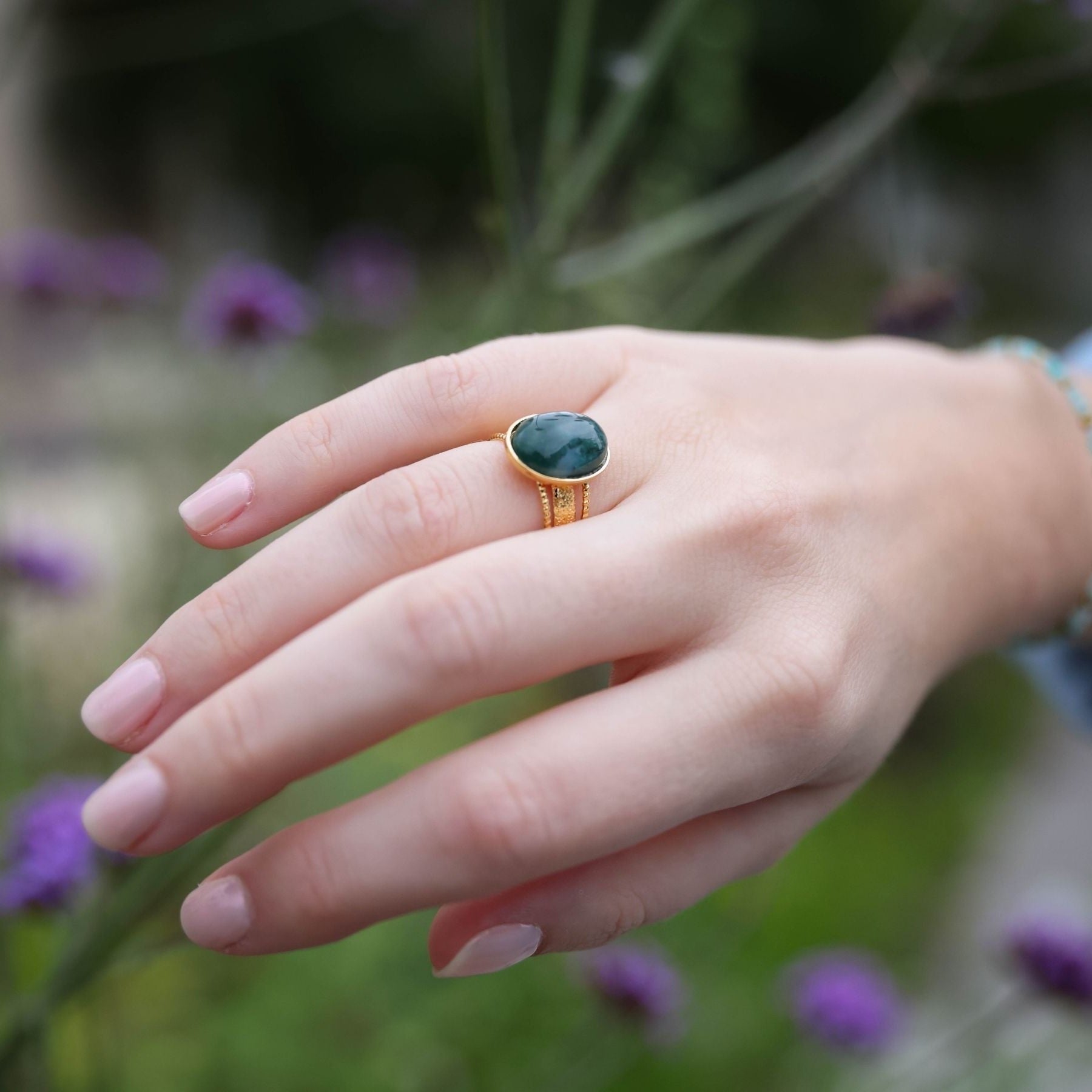 Bague "Ninmah" en Agate mousse