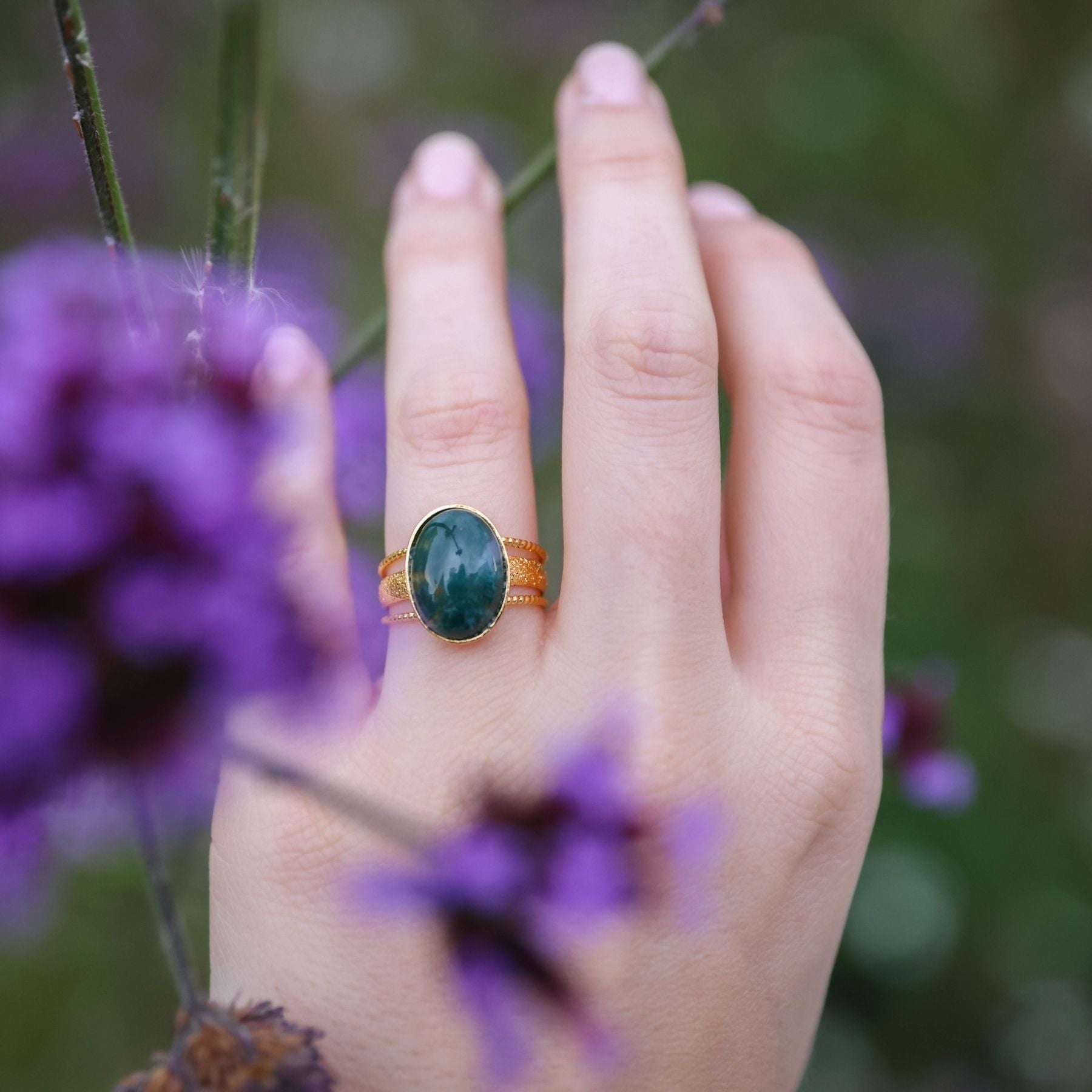 Bague "Ninmah" en Agate mousse