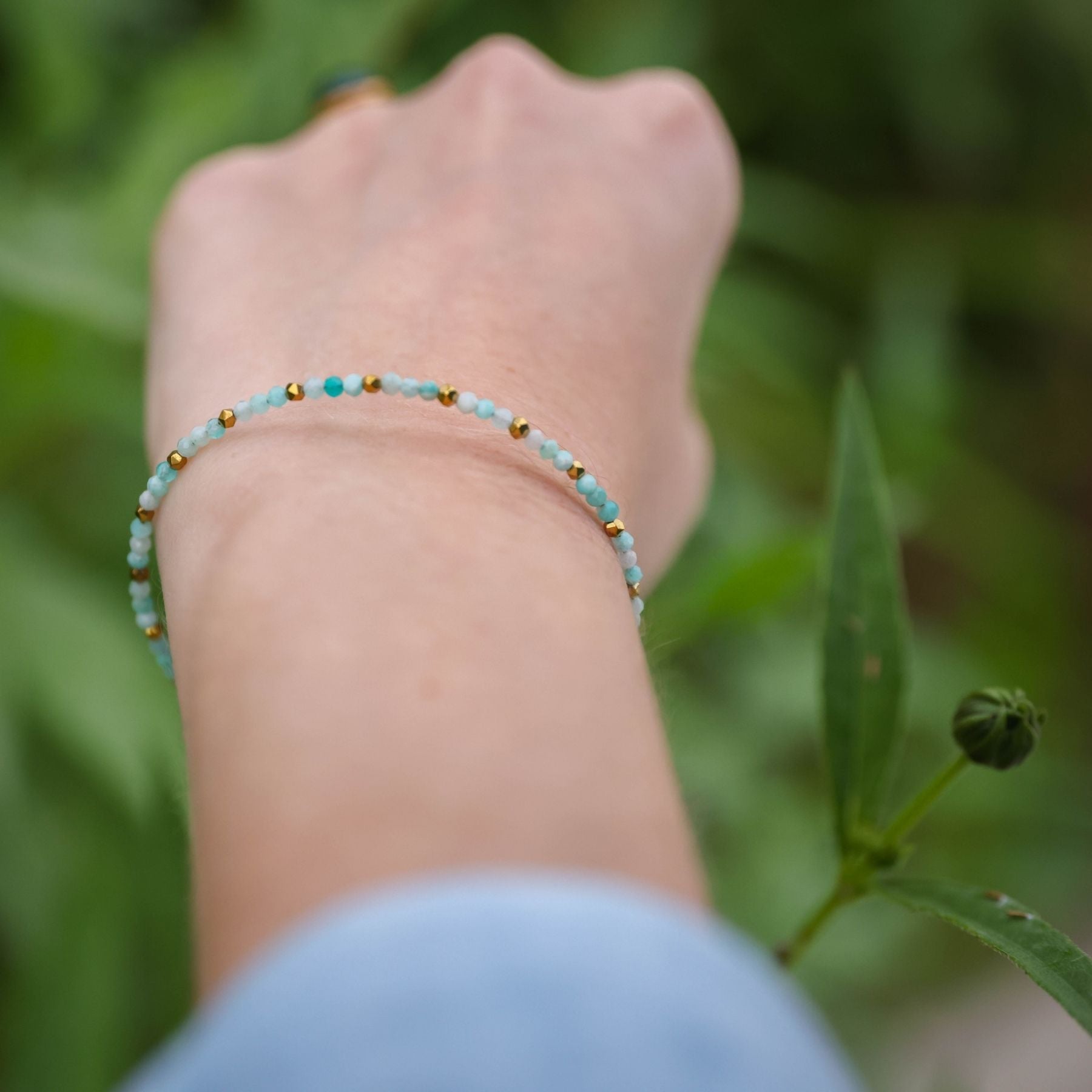 Bracelet fin en Amazonite et Hématite