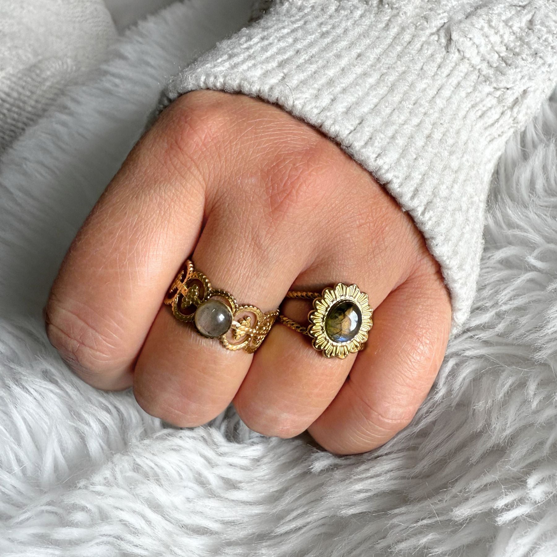 Bague "Junon" - Labradorite et BAGUE "CHLORIS" - LABRADORITE