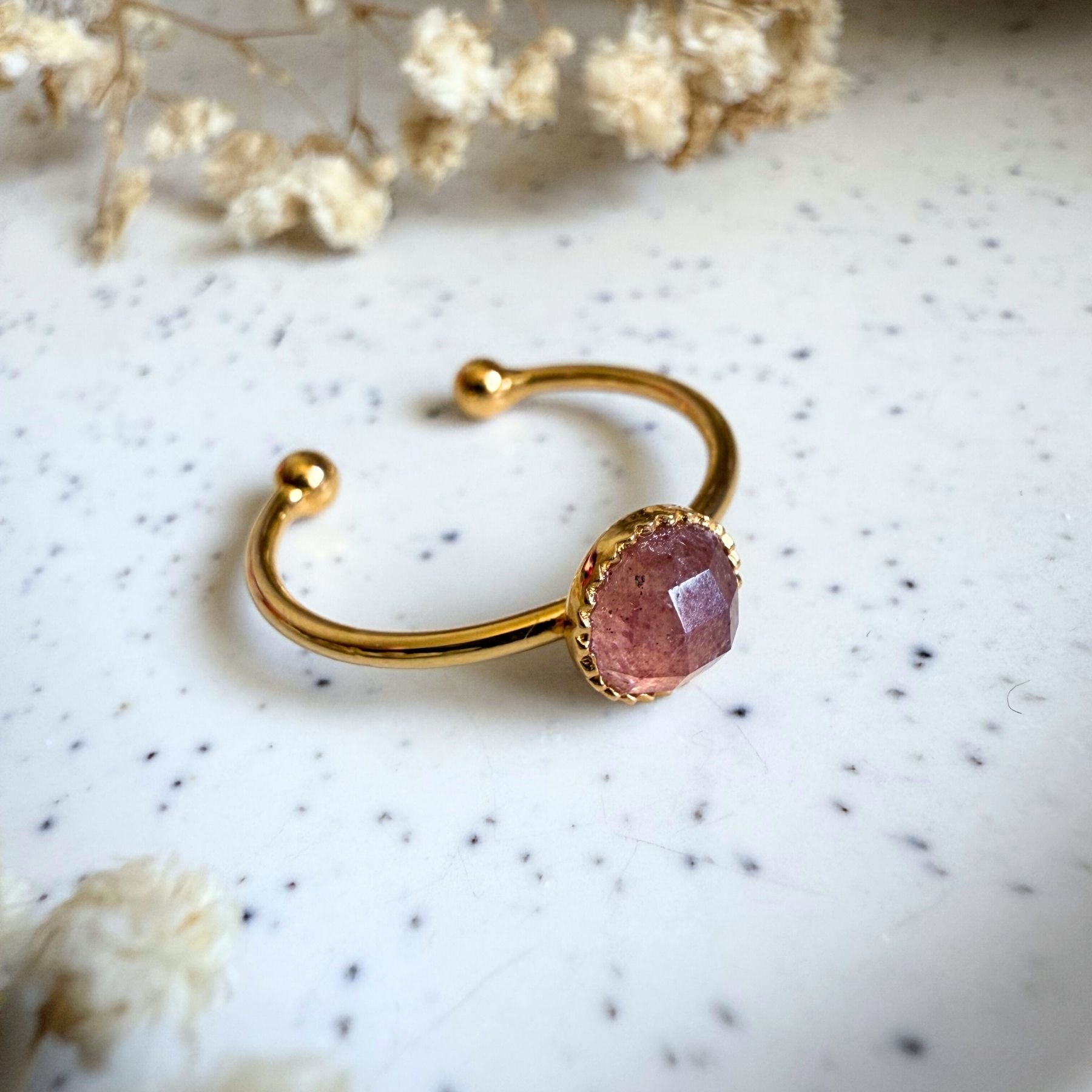 Bague "Nérée" - Quartz fraise