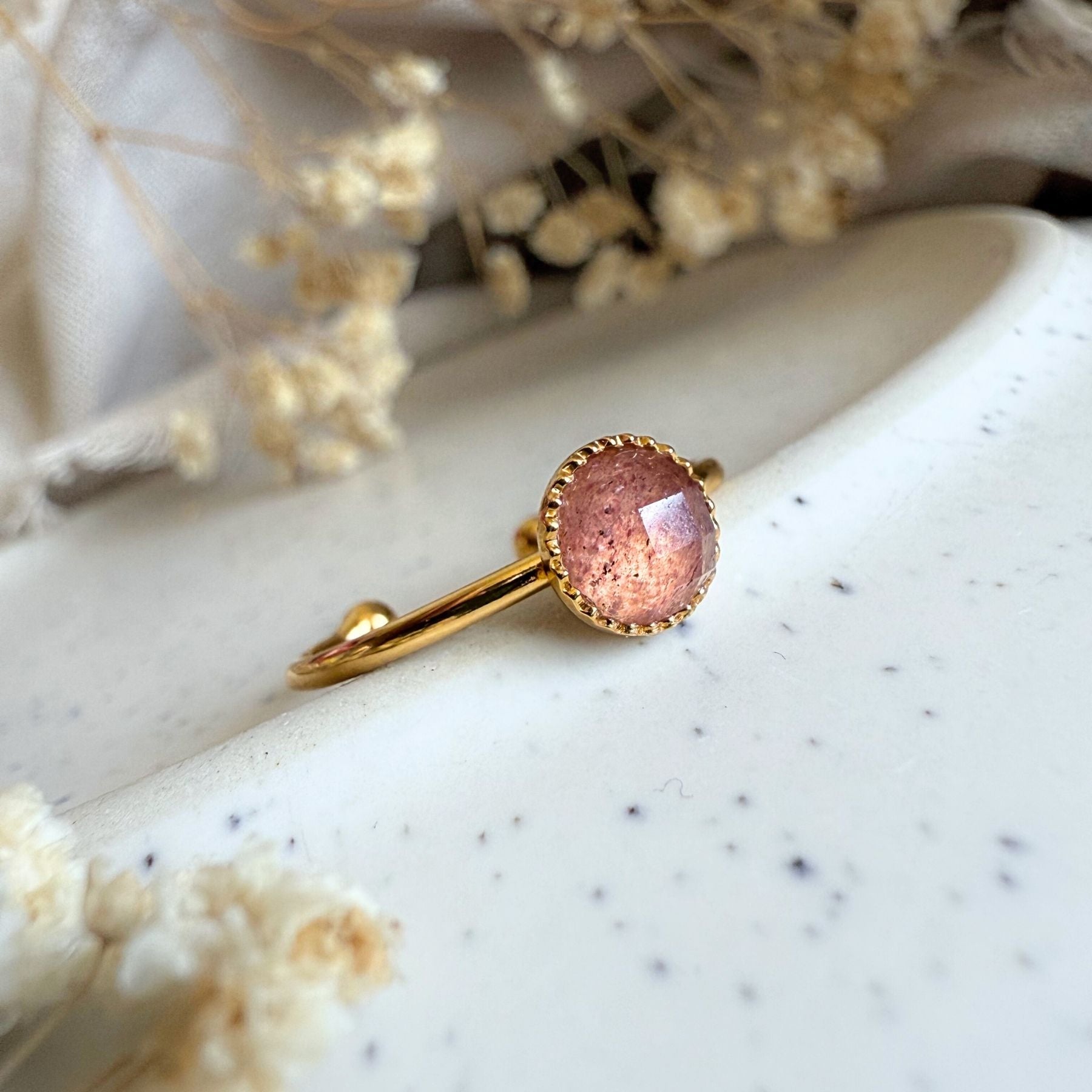 Bague "Nérée" - Quartz fraise