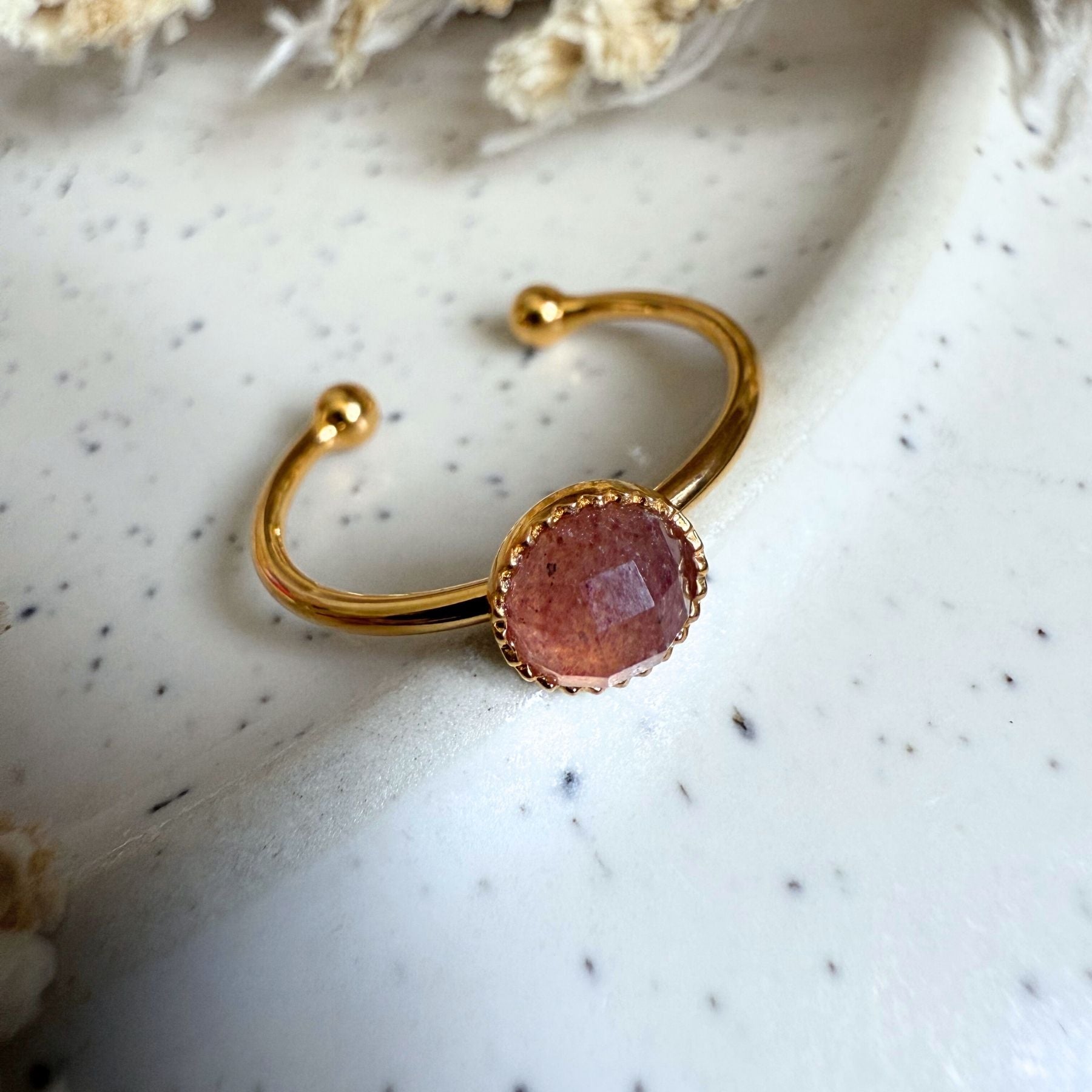 Bague "Nérée" - Quartz fraise