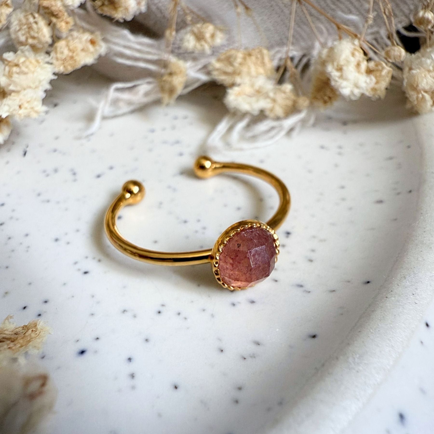 Bague "Nérée" - Quartz fraise
