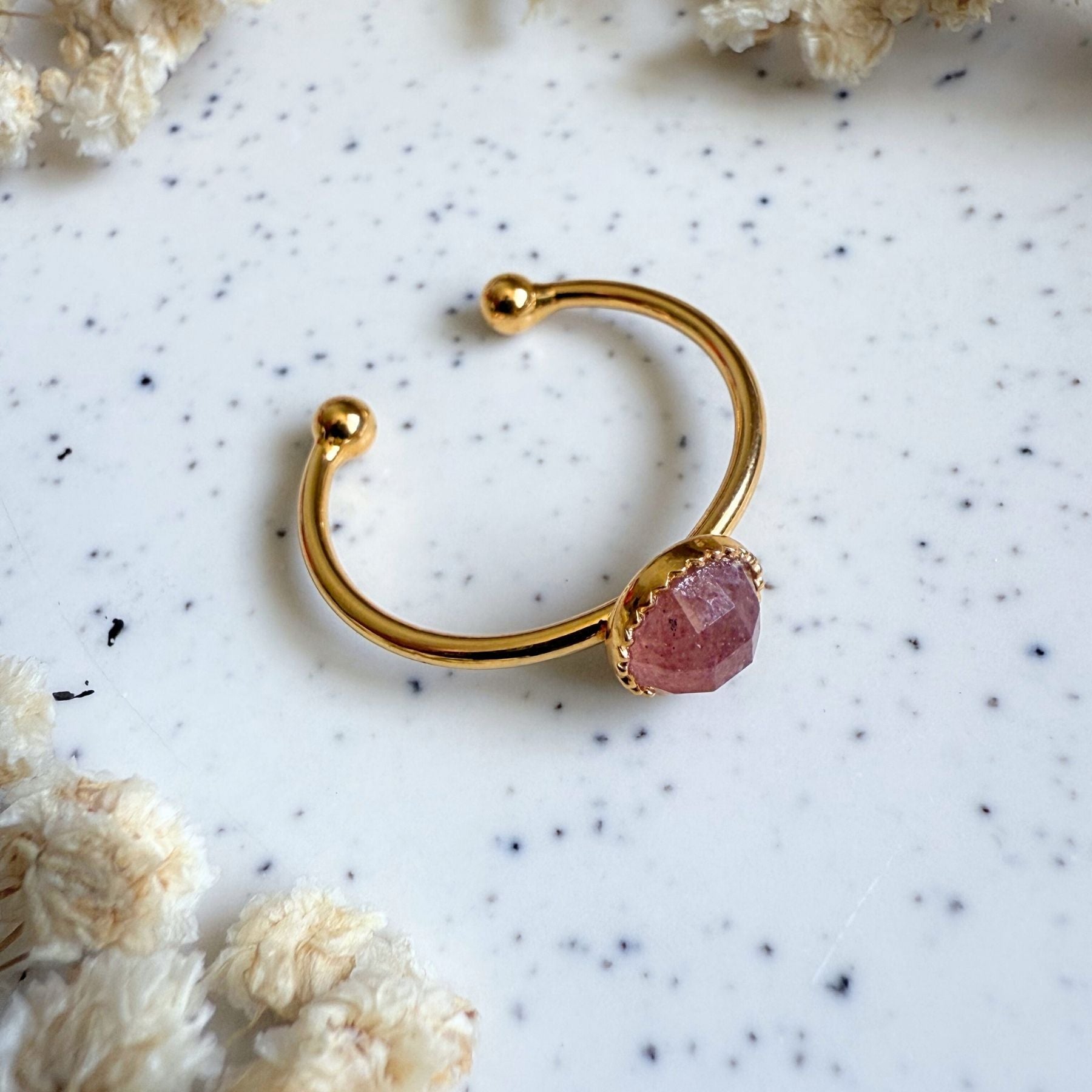 Bague "Nérée" - Quartz fraise