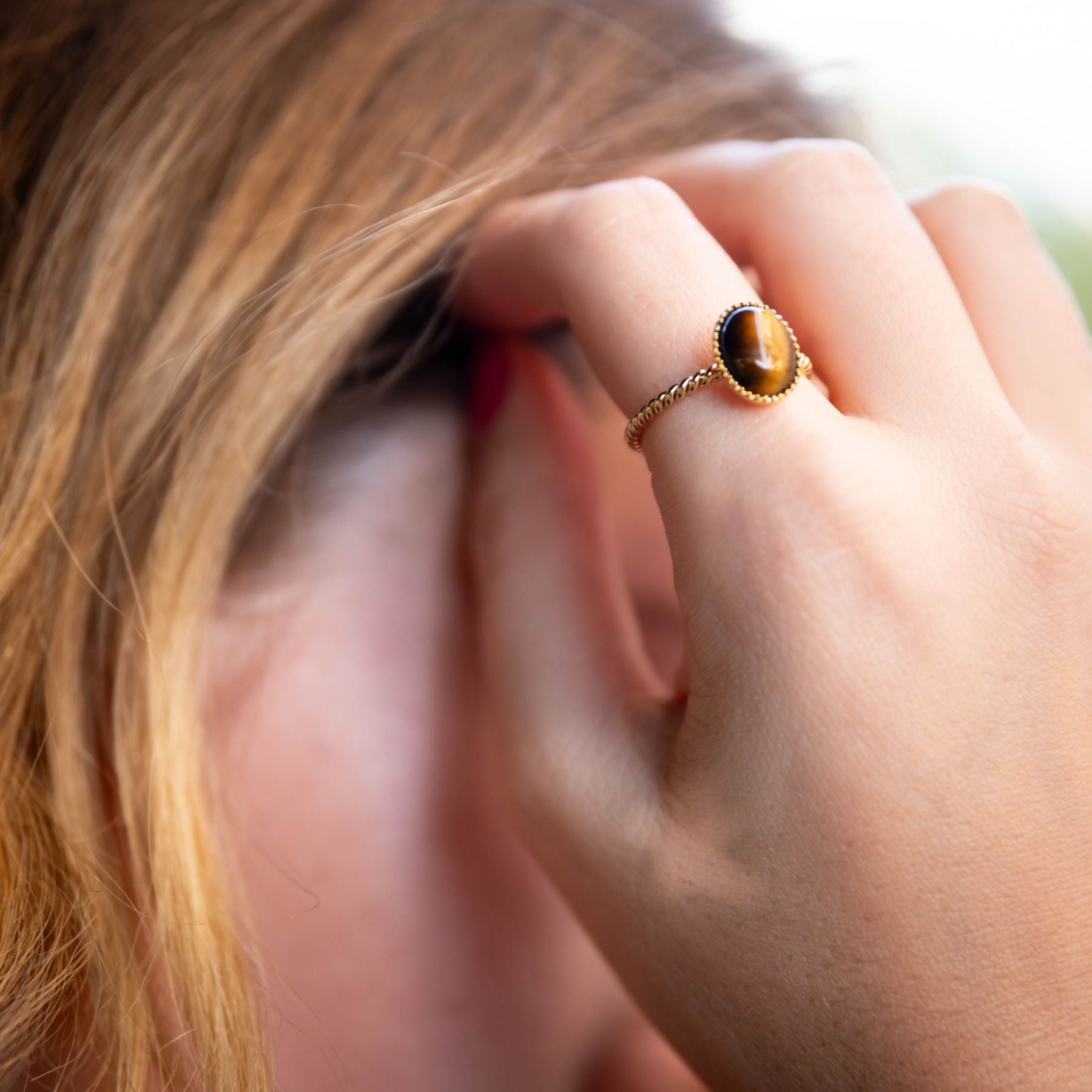 Bague torsadée en Oeil de tigre