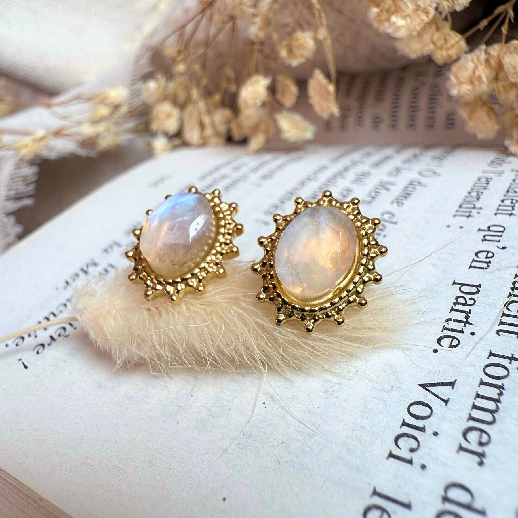 Boucles d'oreilles "Diane" - Pierre de lune