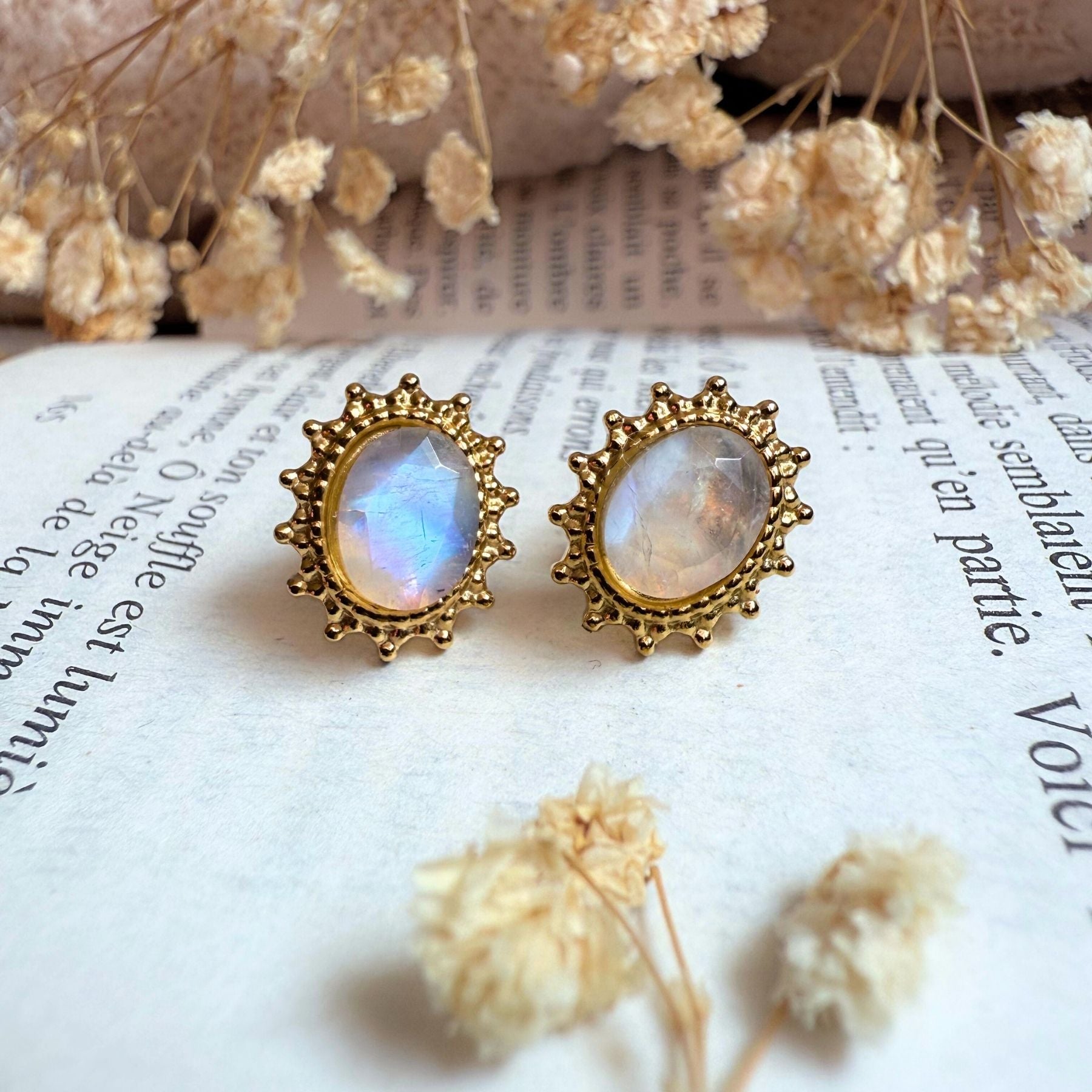 Boucles d'oreilles "Diane" - Pierre de lune