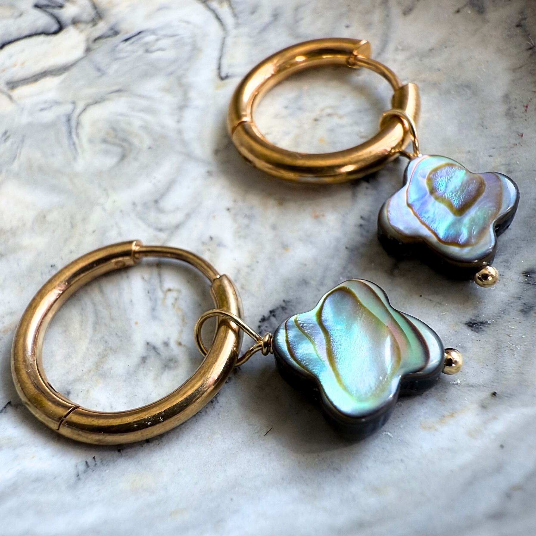 Boucles d'oreilles "Fleur" - Perle d'ormeau