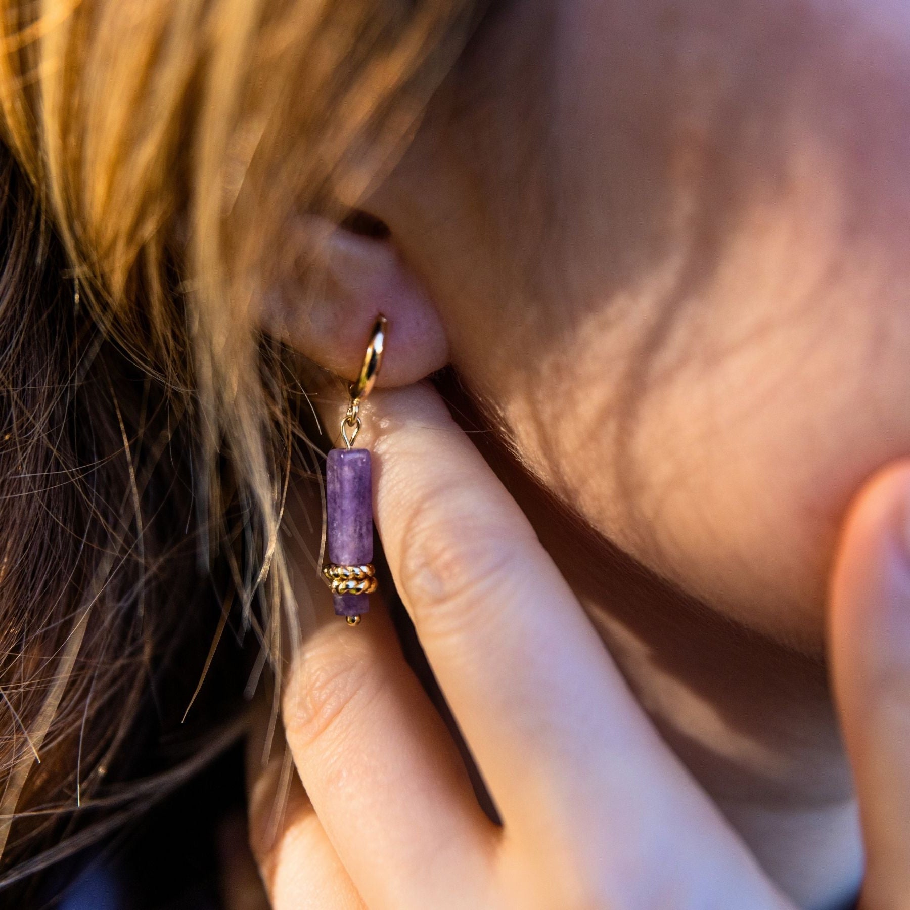 Boucles d'oreilles "Hora" en Améthyste