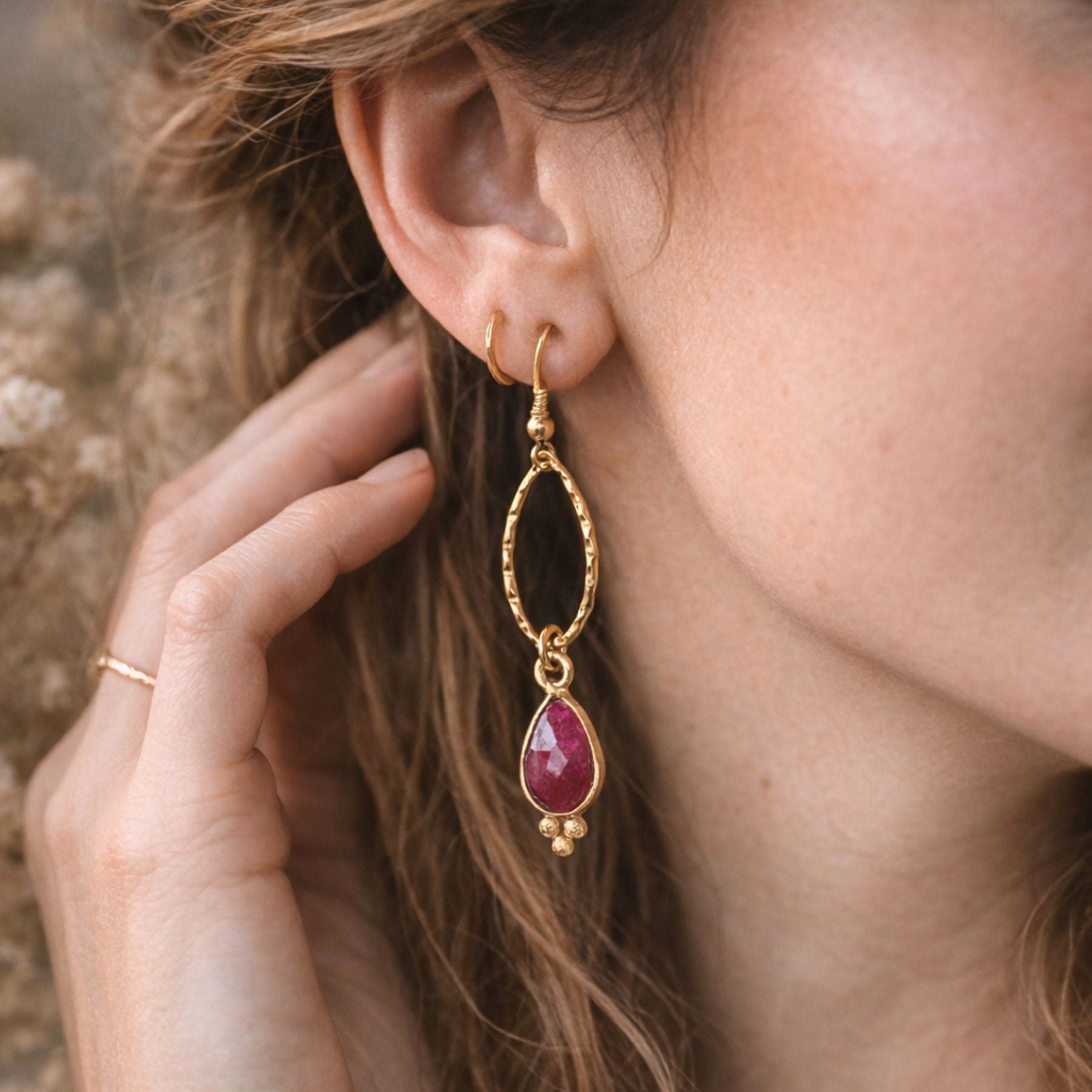 Boucles d'oreilles en Rubis indien