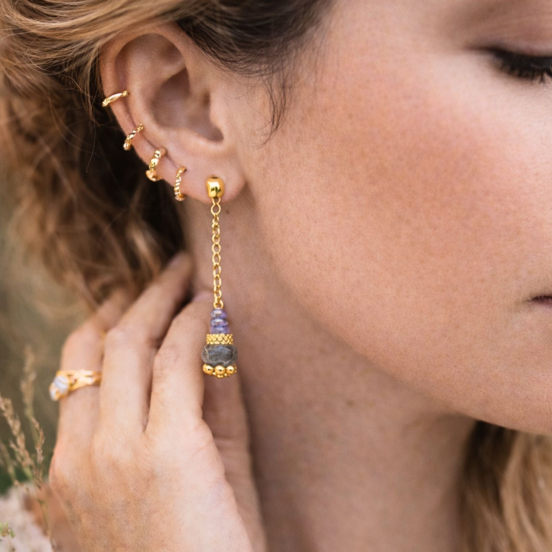 Boucles d'oreilles en Tanzanite et Labradorite