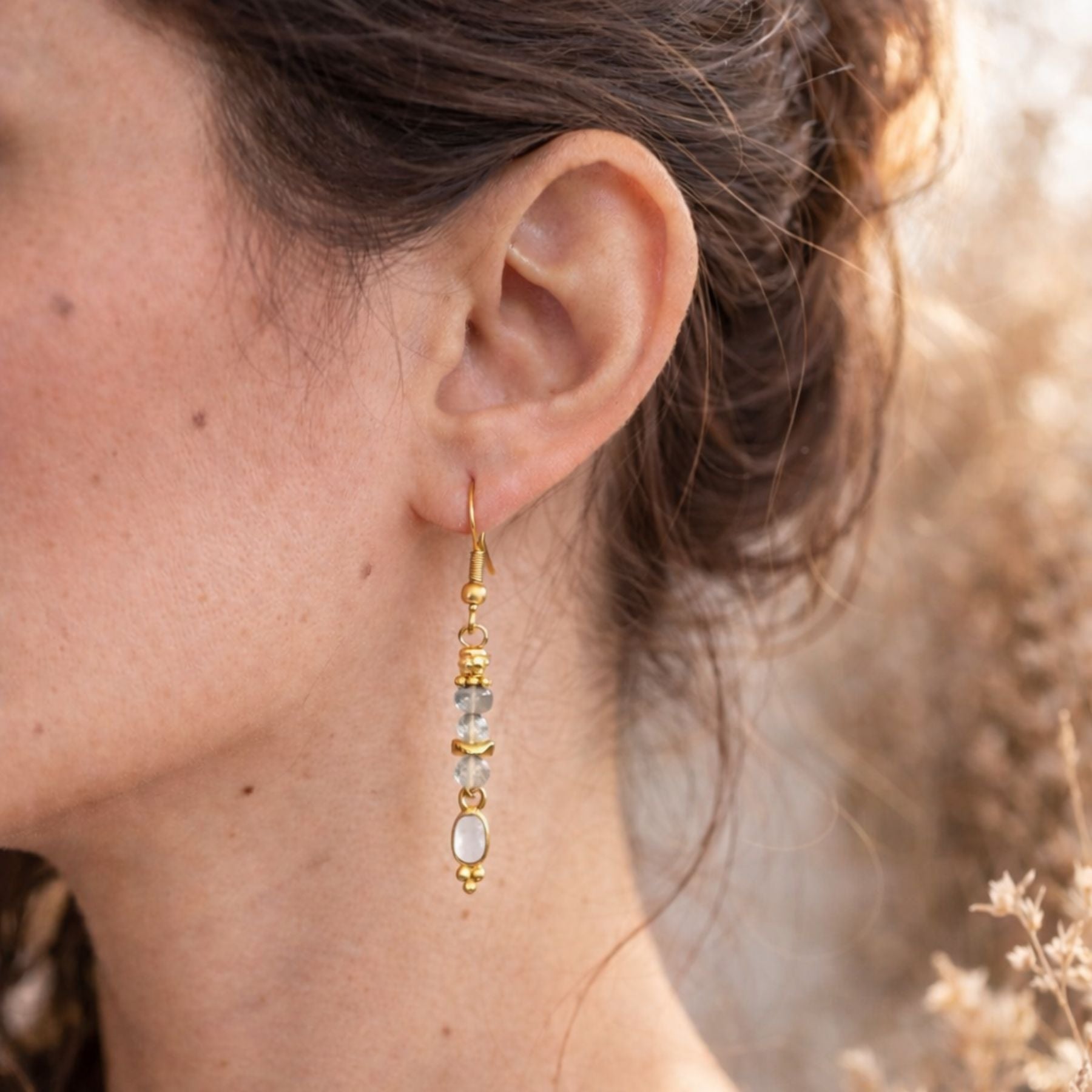 Boucles d'oreilles "Éos" - Pierre de lune et Labradorite