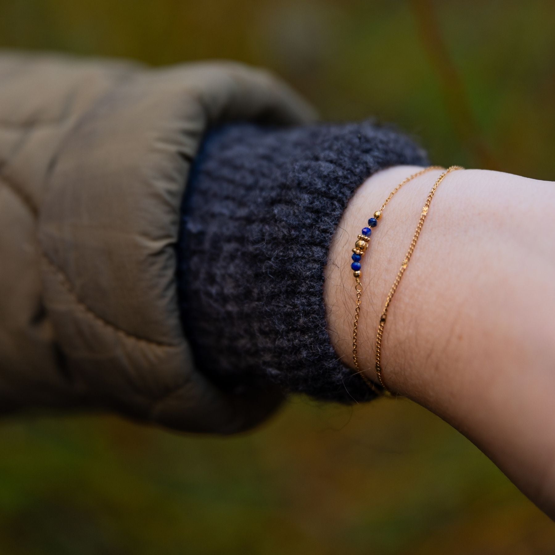 Bracelet Double Rang en Lapis Lazuli