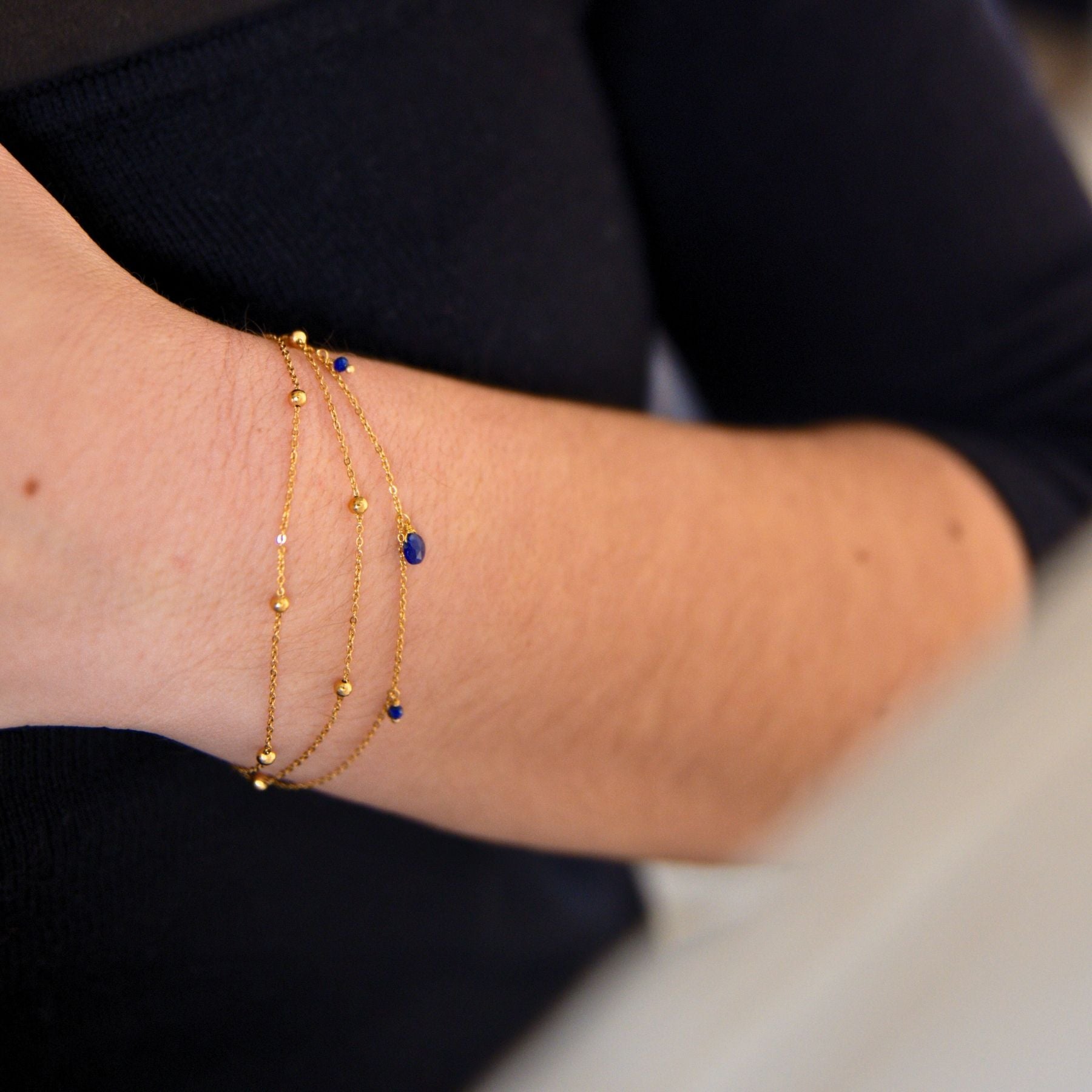 Bracelet "Trinité" en Lapis lazuli