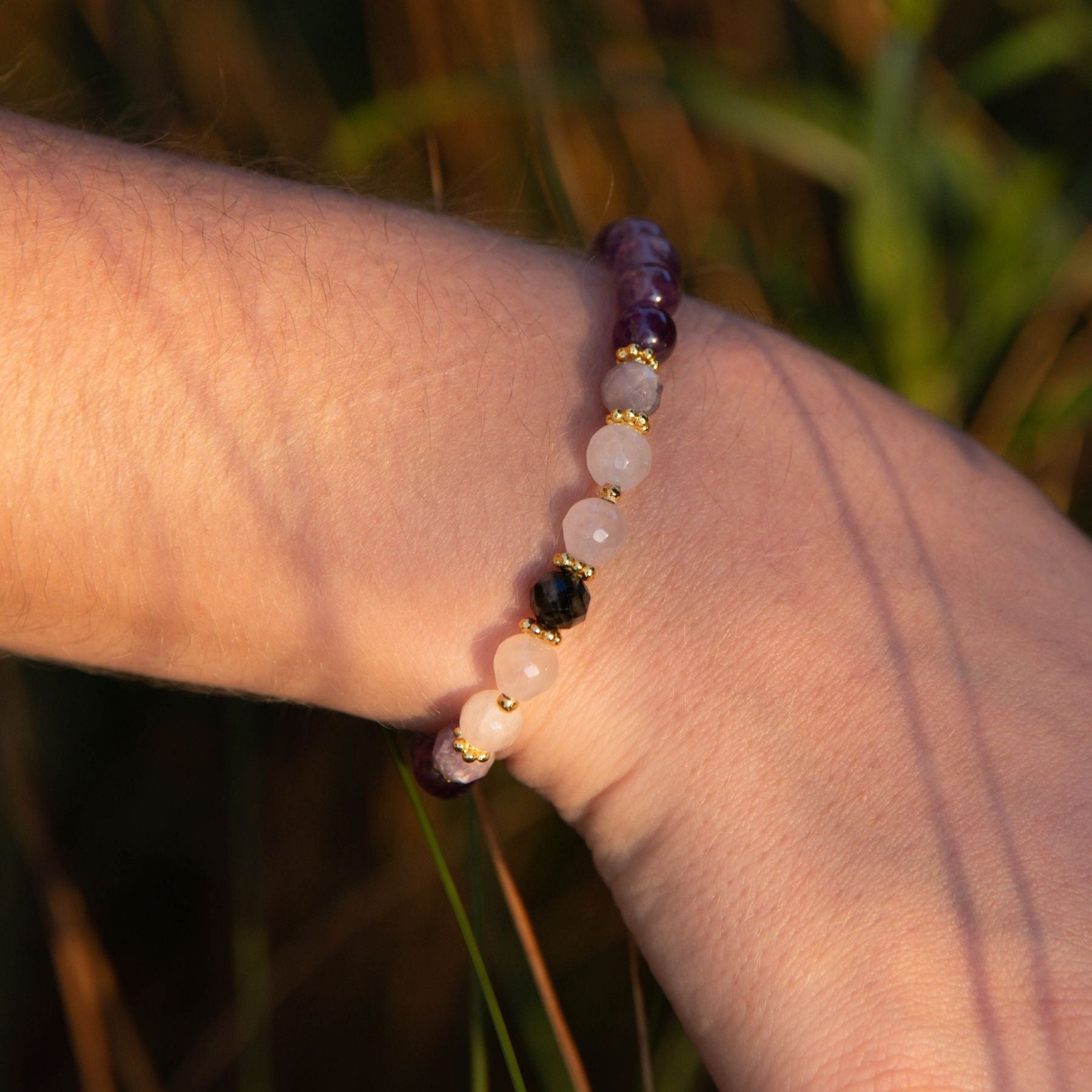 Bracelet en Améthyste, Tourmaline, Kunzite et Quartz rose