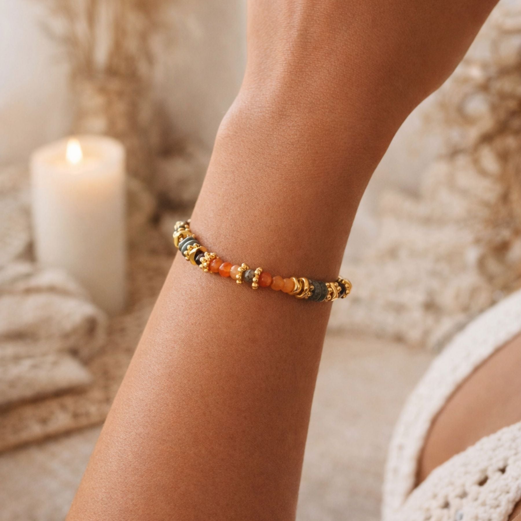 Bracelet en Grenat, Aventurine rouge et Labradorite