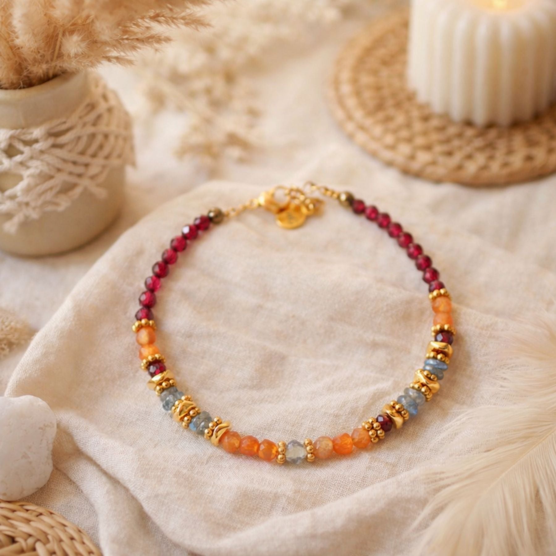 Bracelet en Grenat, Aventurine rouge et Labradorite