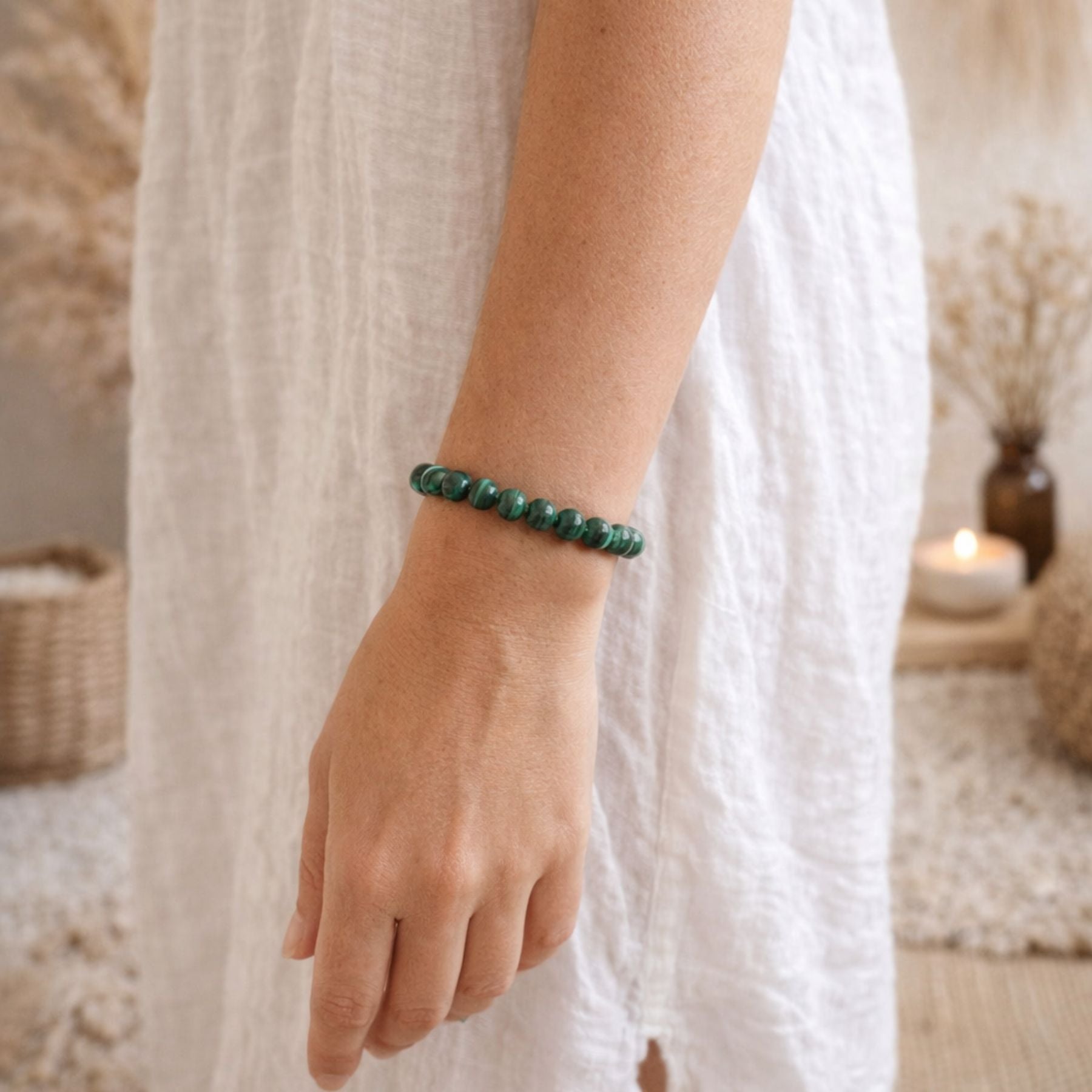Bracelet en Malachite AA+