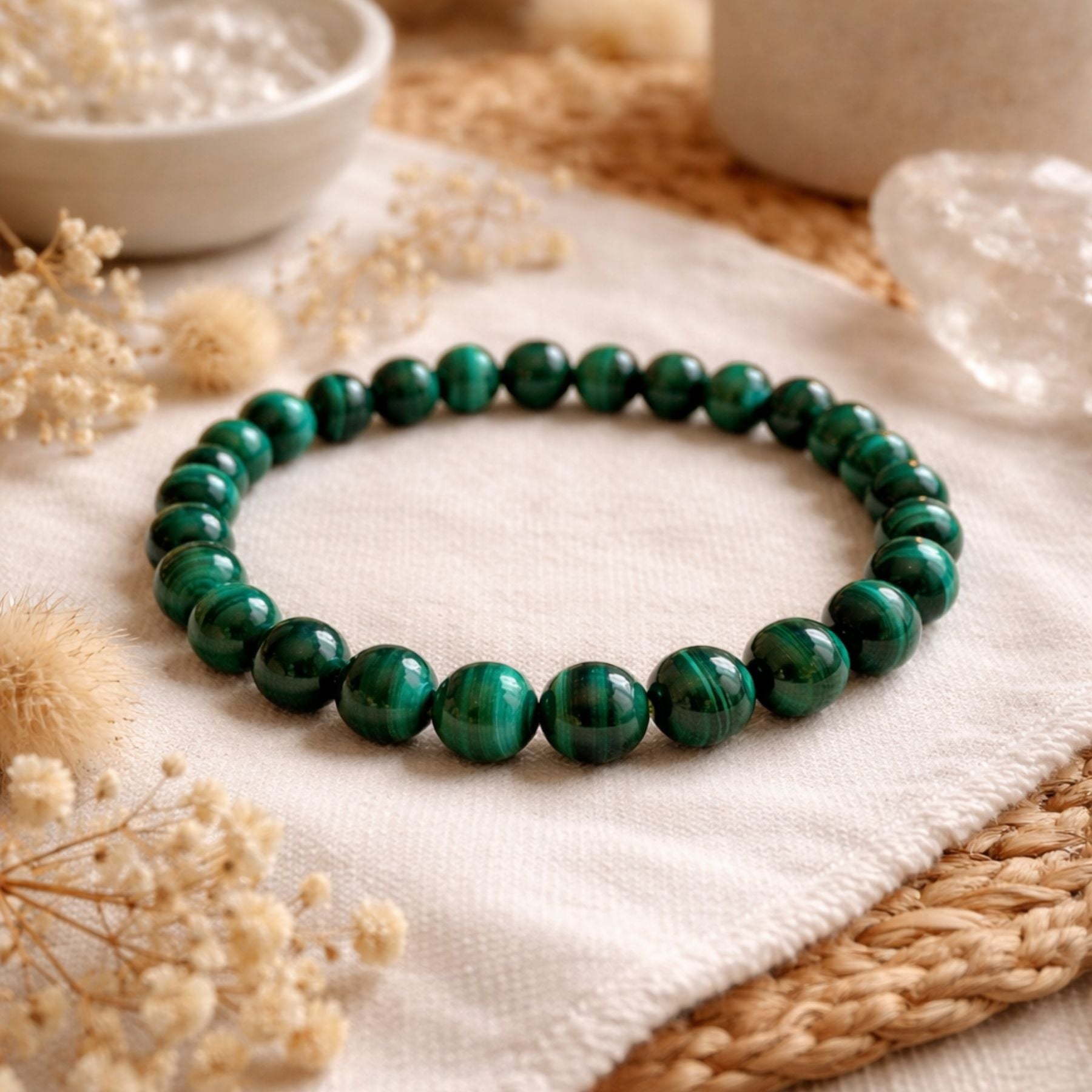 Bracelet en Malachite AA+