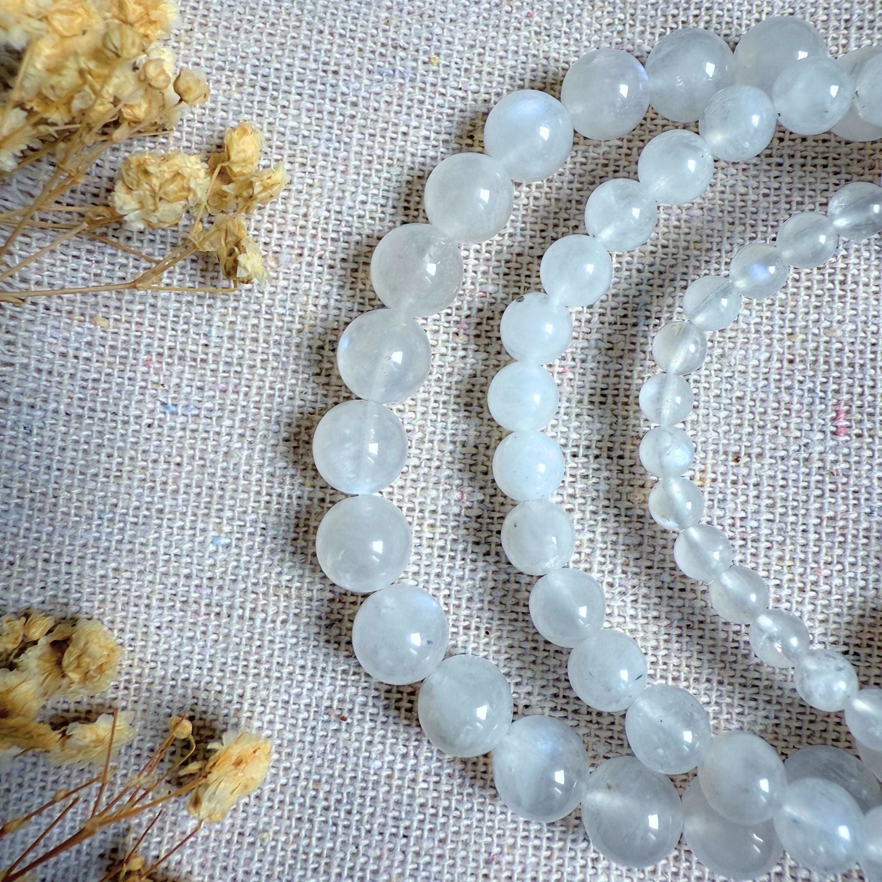 Bracelet en Pierre de lune bleutée AA