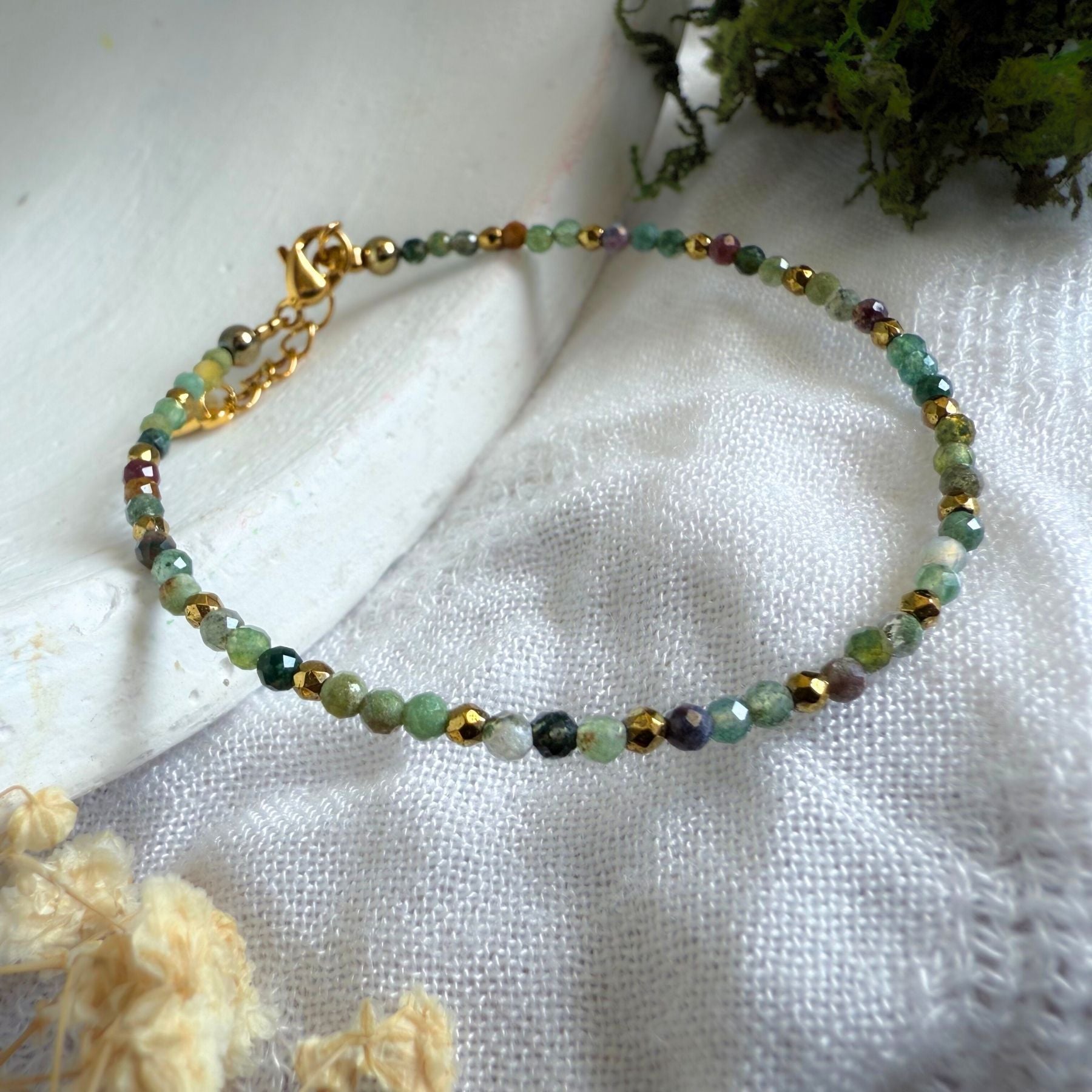 Bracelet fin - Agate indienne et hématite