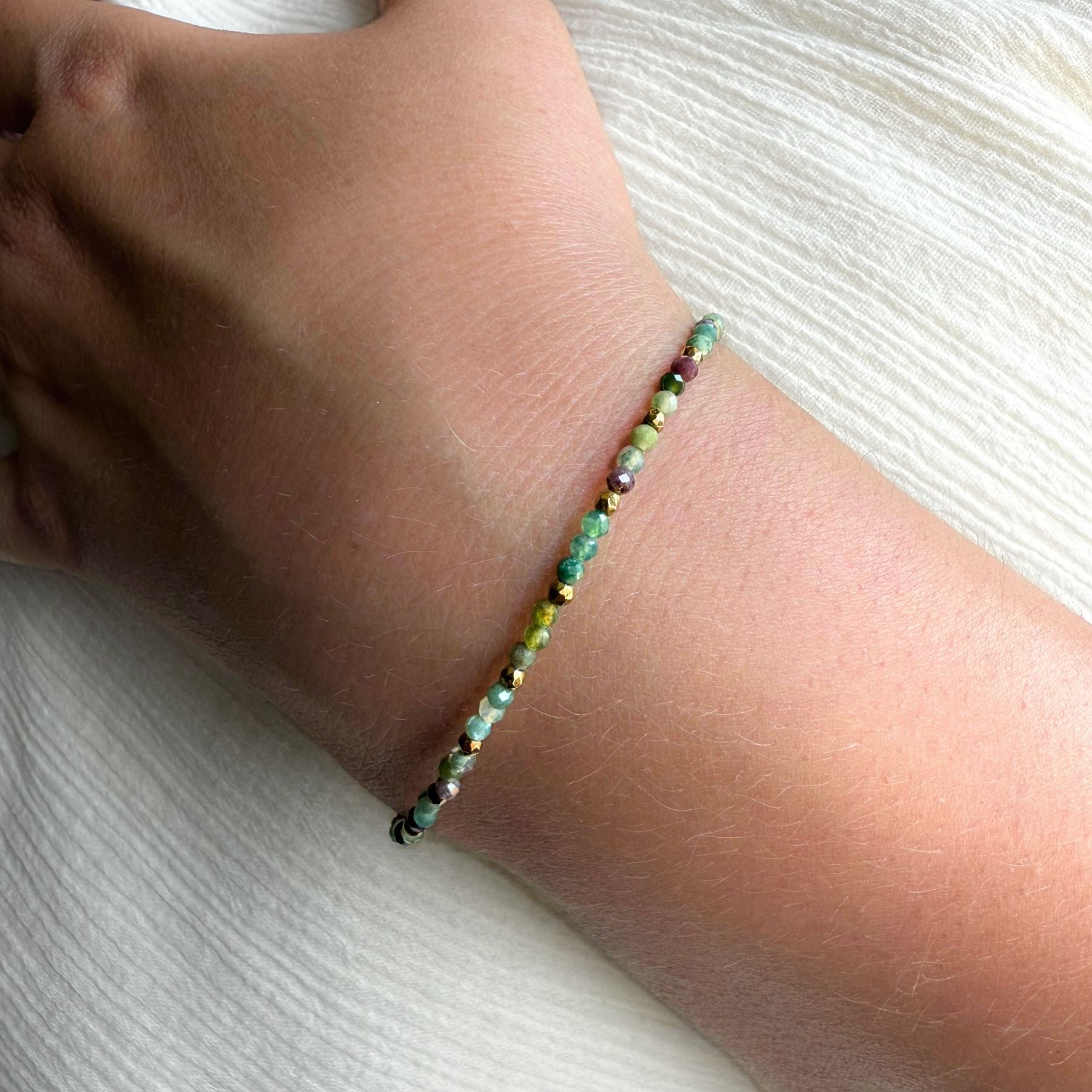 Bracelet fin - Agate indienne et hématite