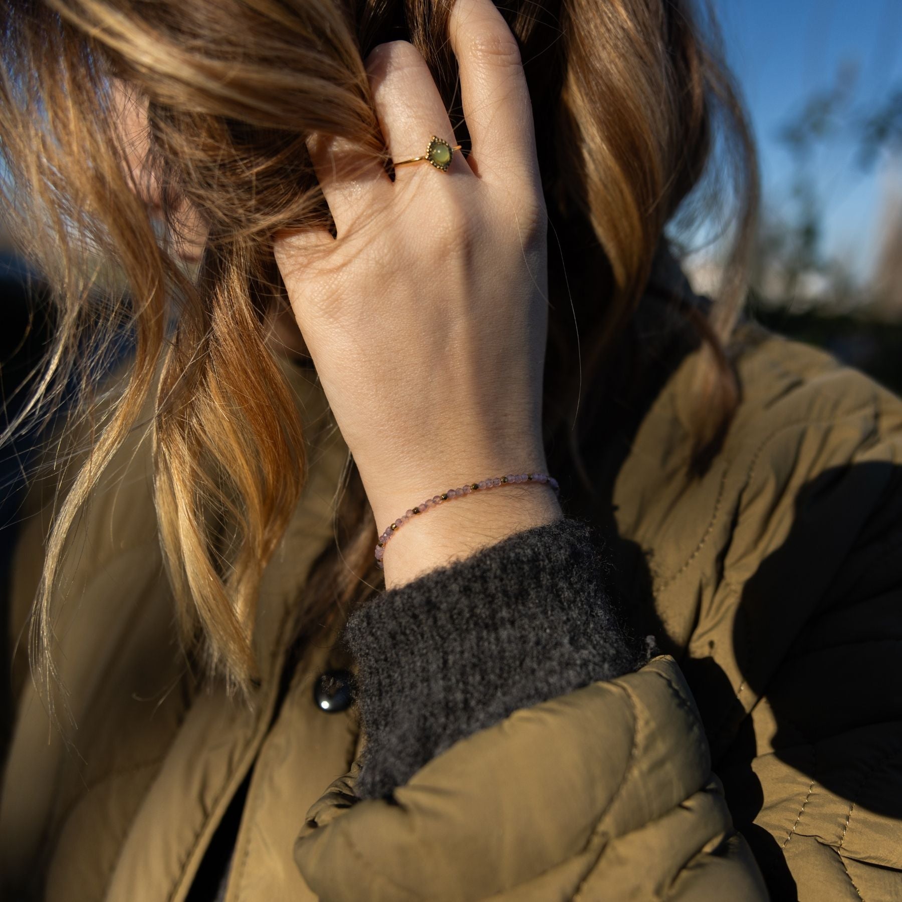 Bracelet fin en Améthyste et Hématite