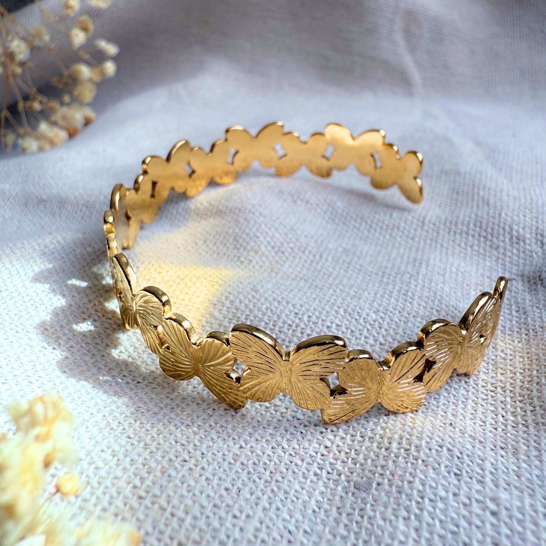 Bracelet jonc "Papillon" - Acier inoxydable