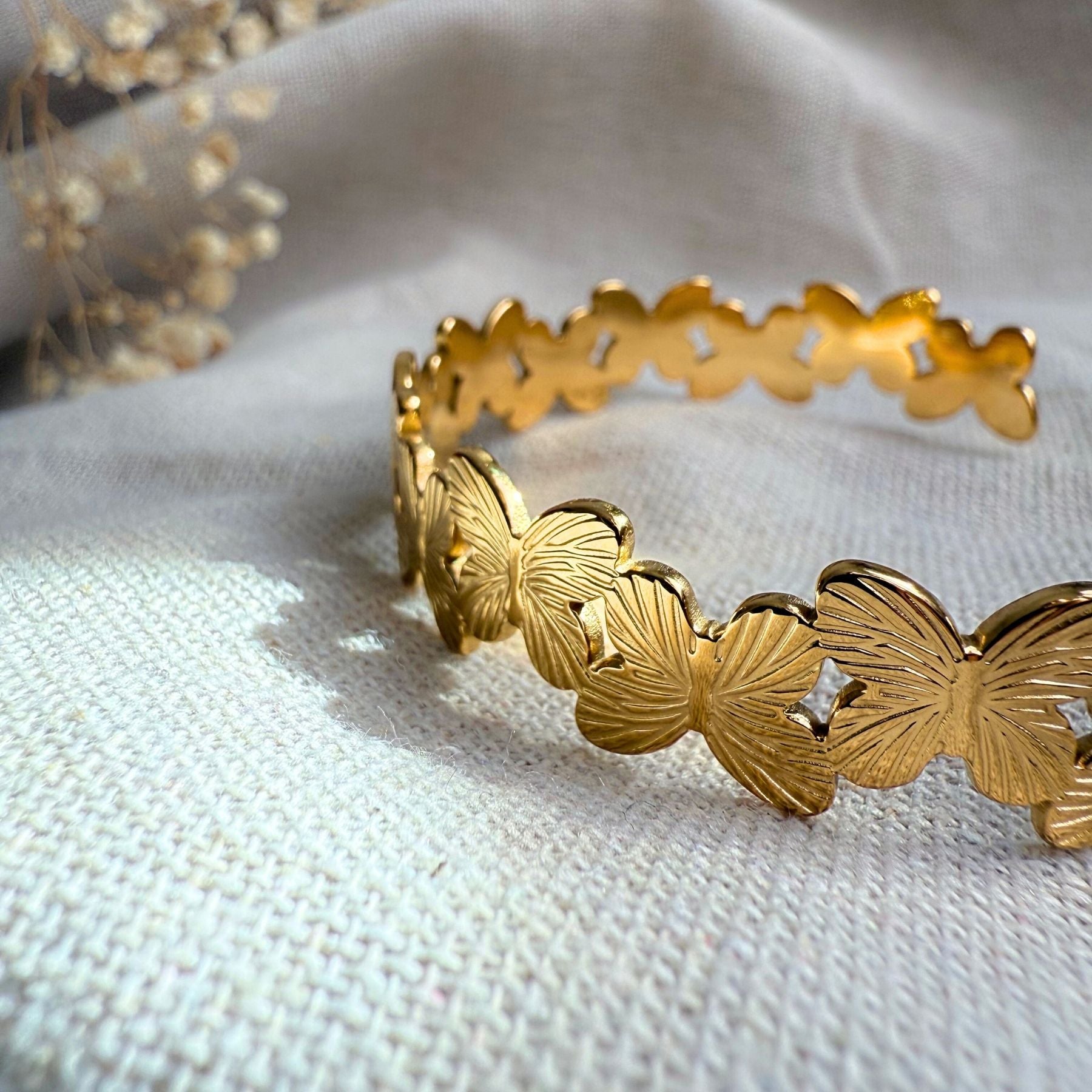 Bracelet jonc "Papillon" - Acier inoxydable
