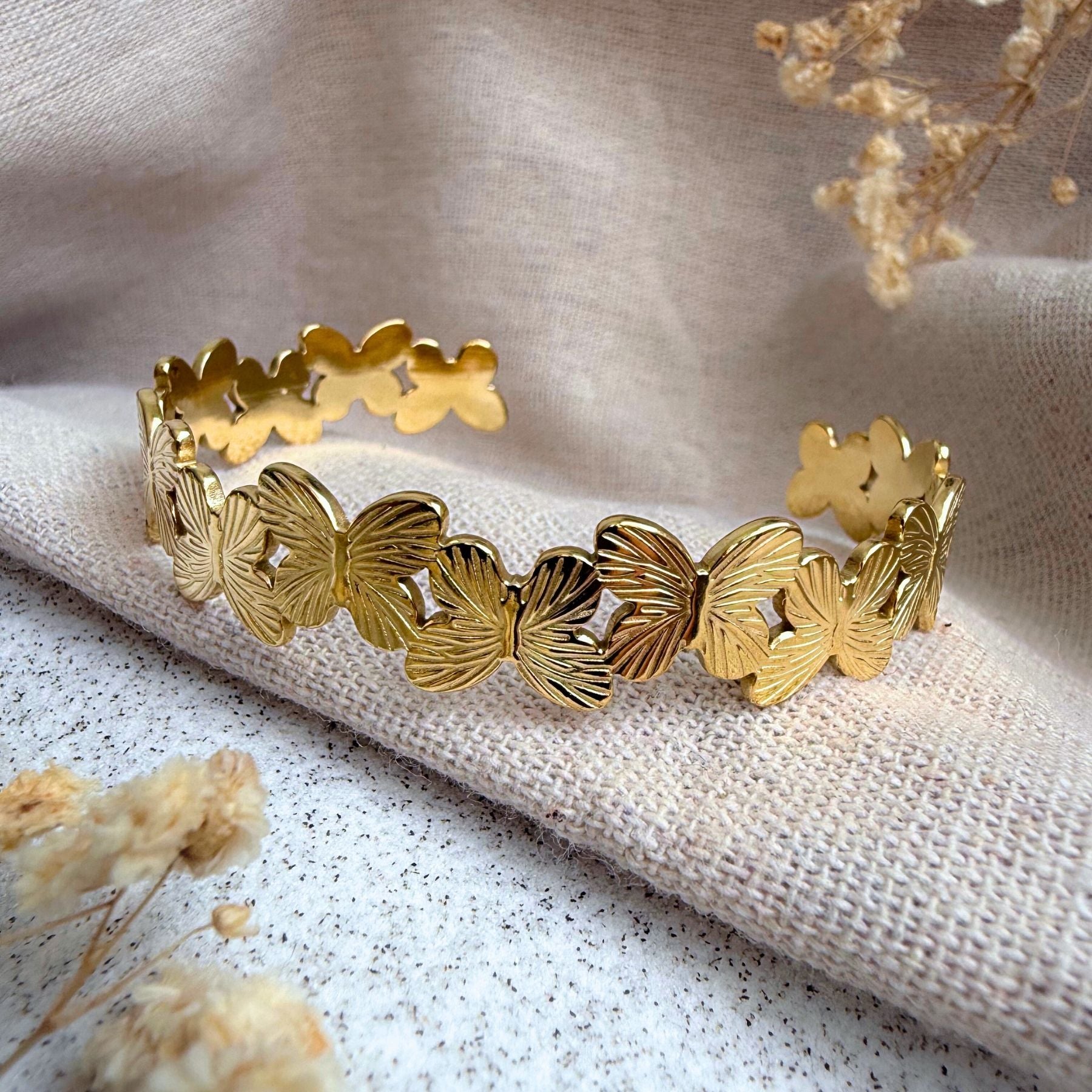Bracelet jonc "Papillon" - Acier inoxydable
