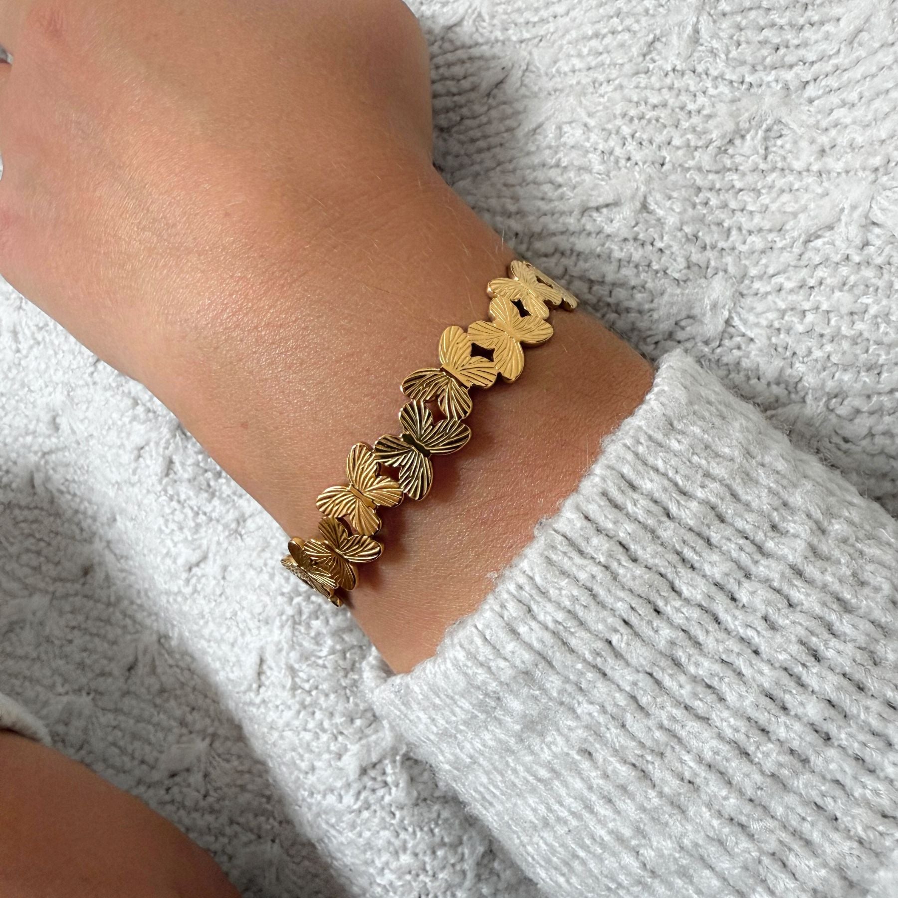 Bracelet jonc "Papillon" - Acier inoxydable