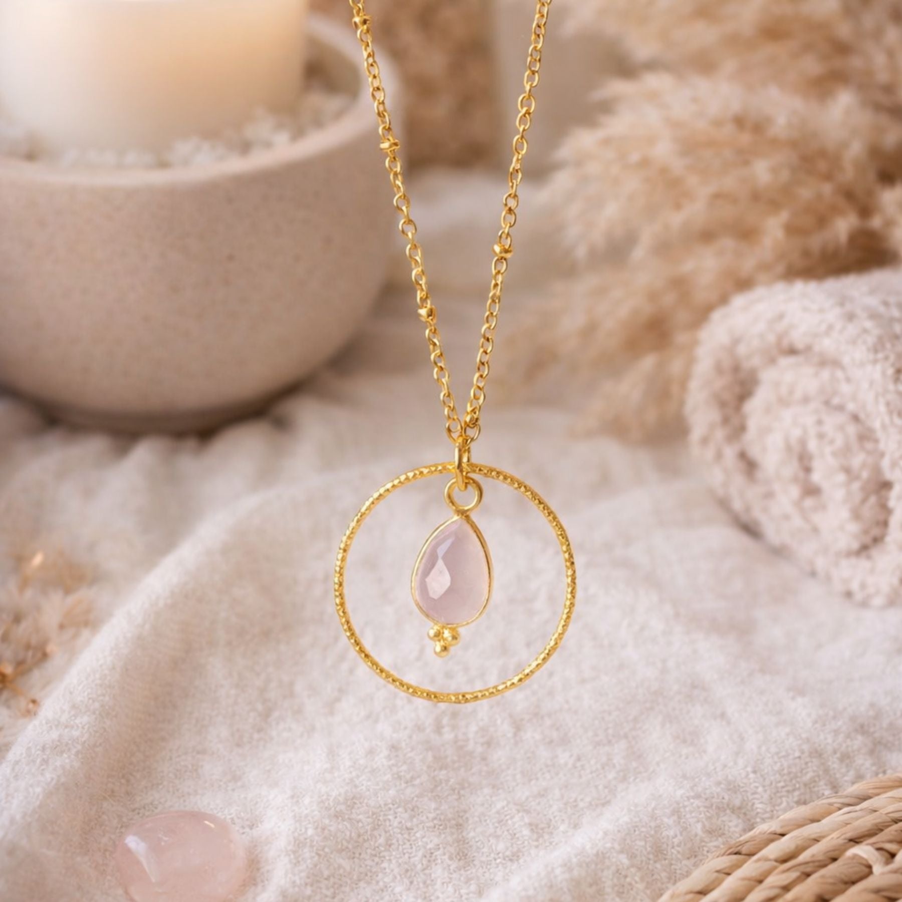 Collier "Acionna" en Quartz rose