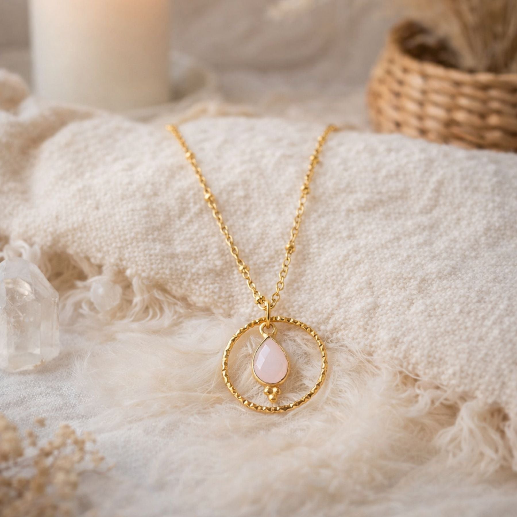 Collier "Acionna" en Quartz rose