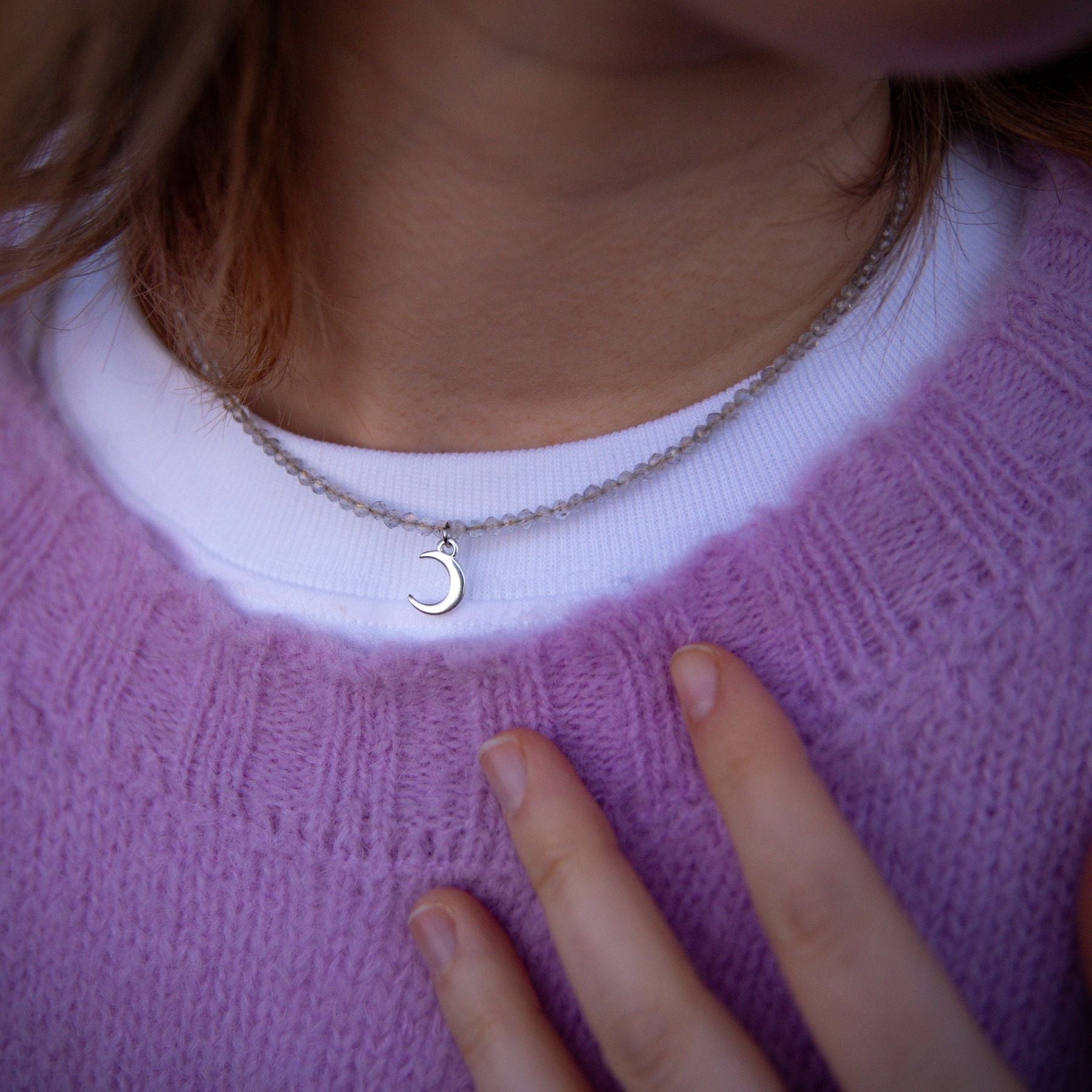 Collier "Lune" en Labradorite - Argent