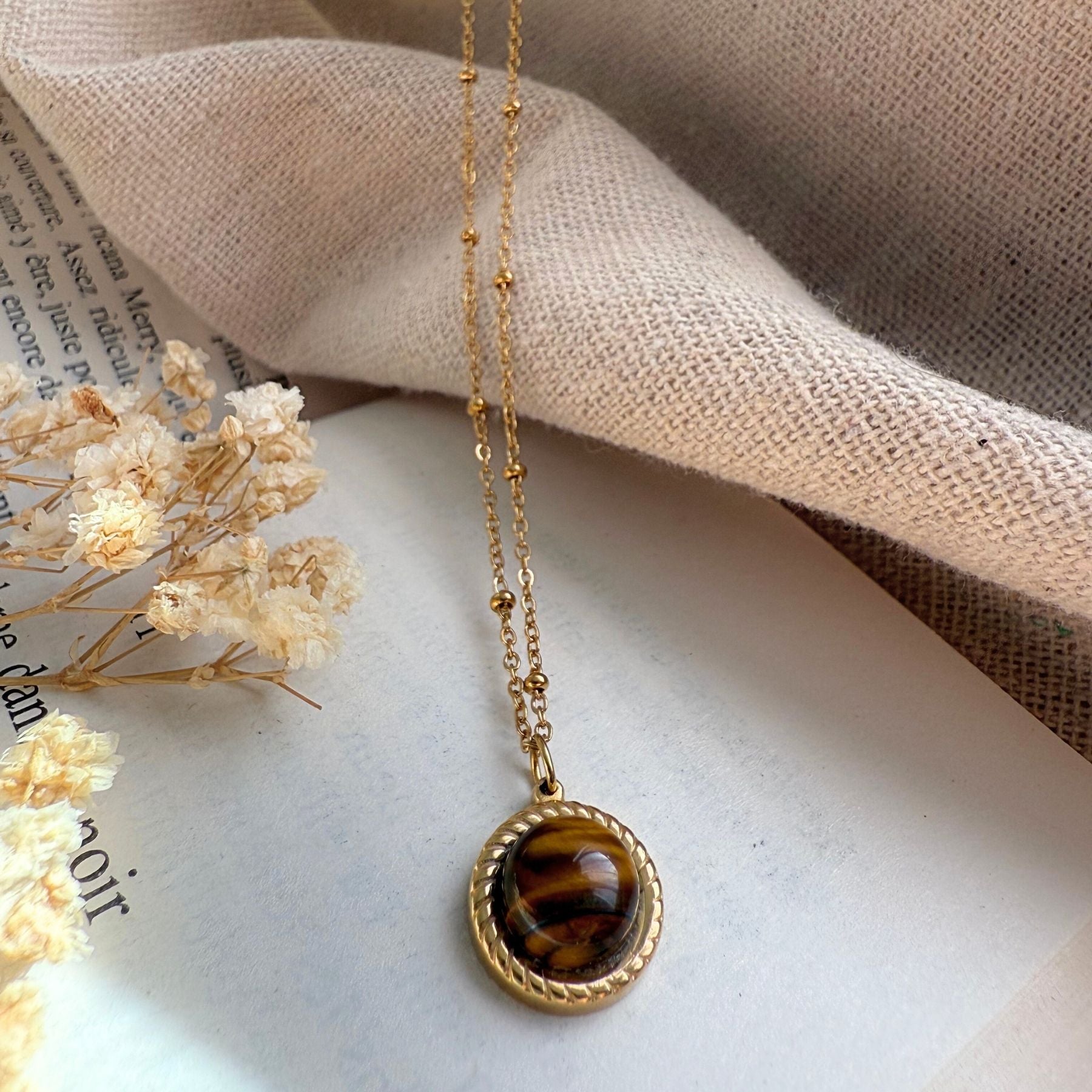 Collier "Théia" - Oeil de tigre